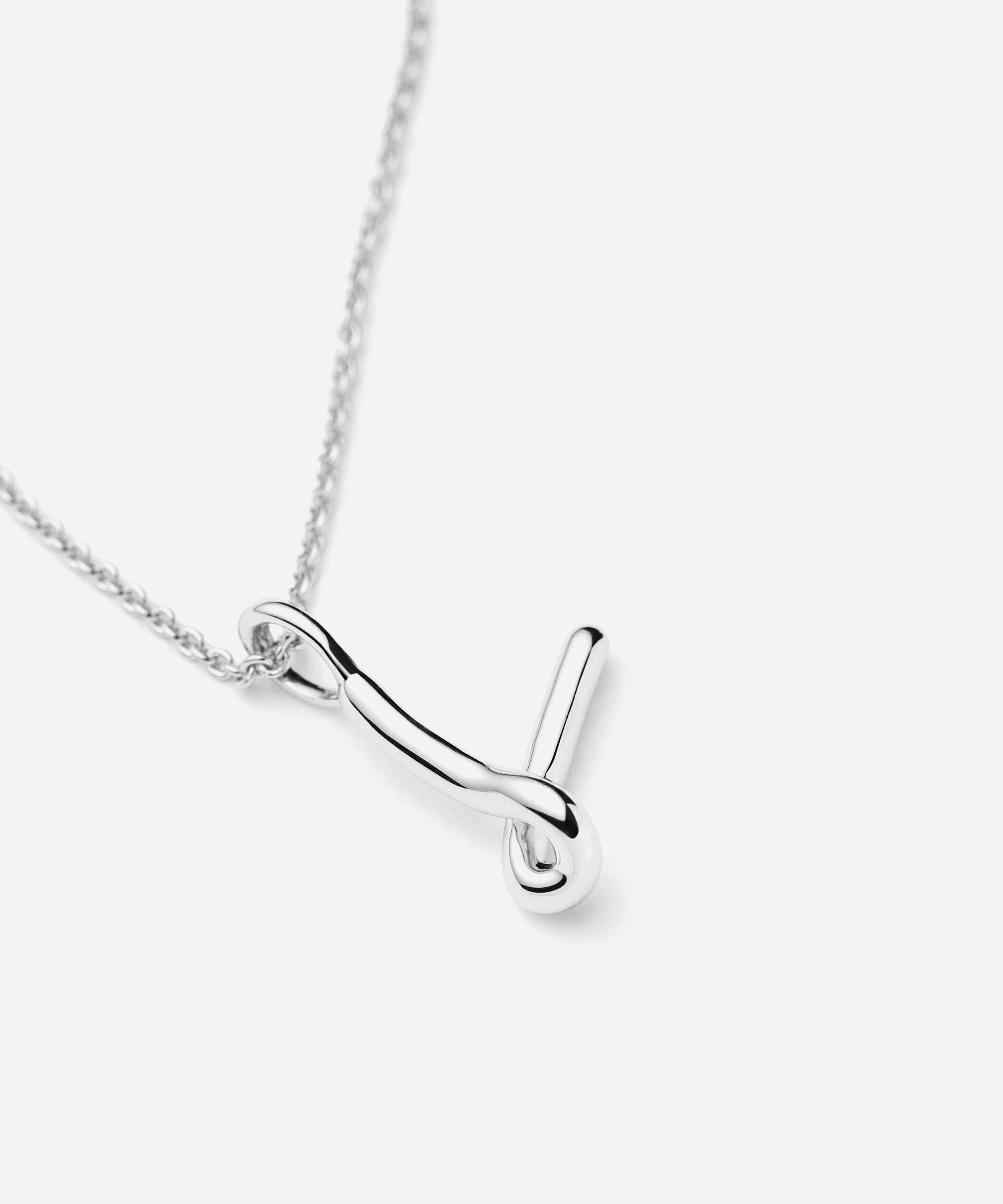 Missoma - Sterling Silver Curly Molten Mini V Initial Pendant Necklace image number 1