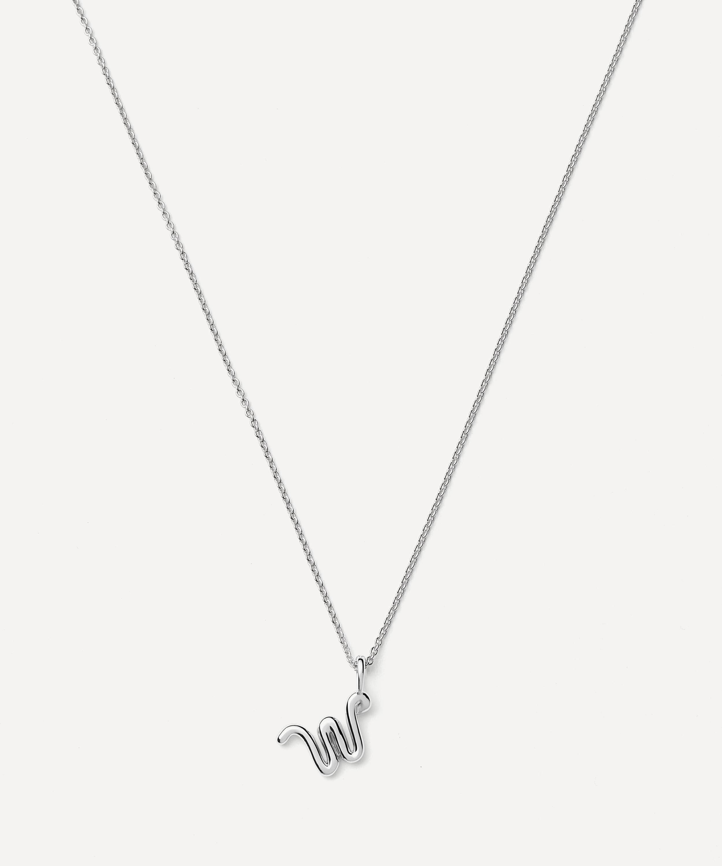 Missoma - Sterling Silver Curly Molten Mini  W Initial Pendant Necklace image number 0