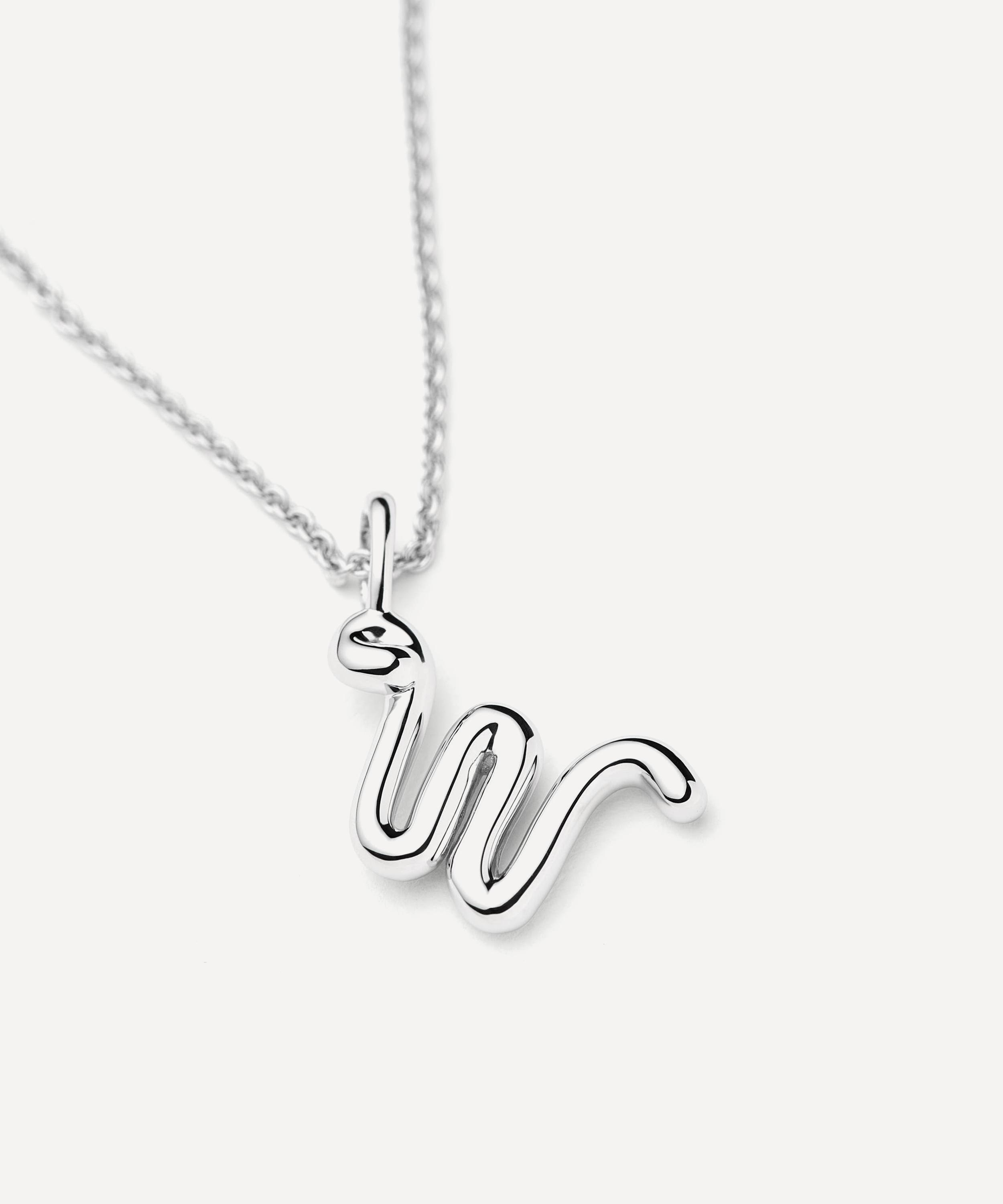 Missoma - Sterling Silver Curly Molten Mini  W Initial Pendant Necklace image number 1
