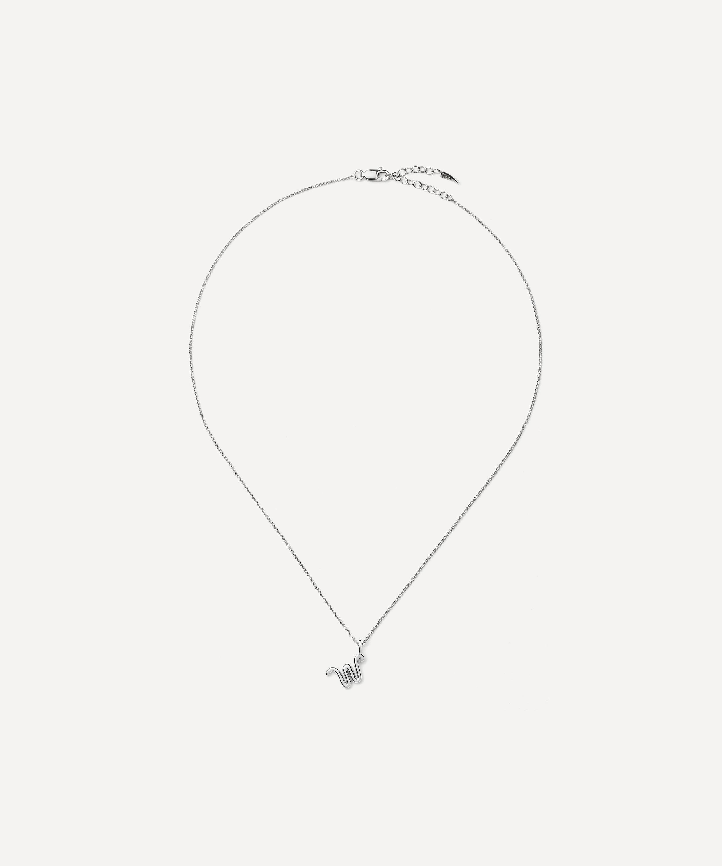 Missoma - Sterling Silver Curly Molten Mini  W Initial Pendant Necklace image number 2