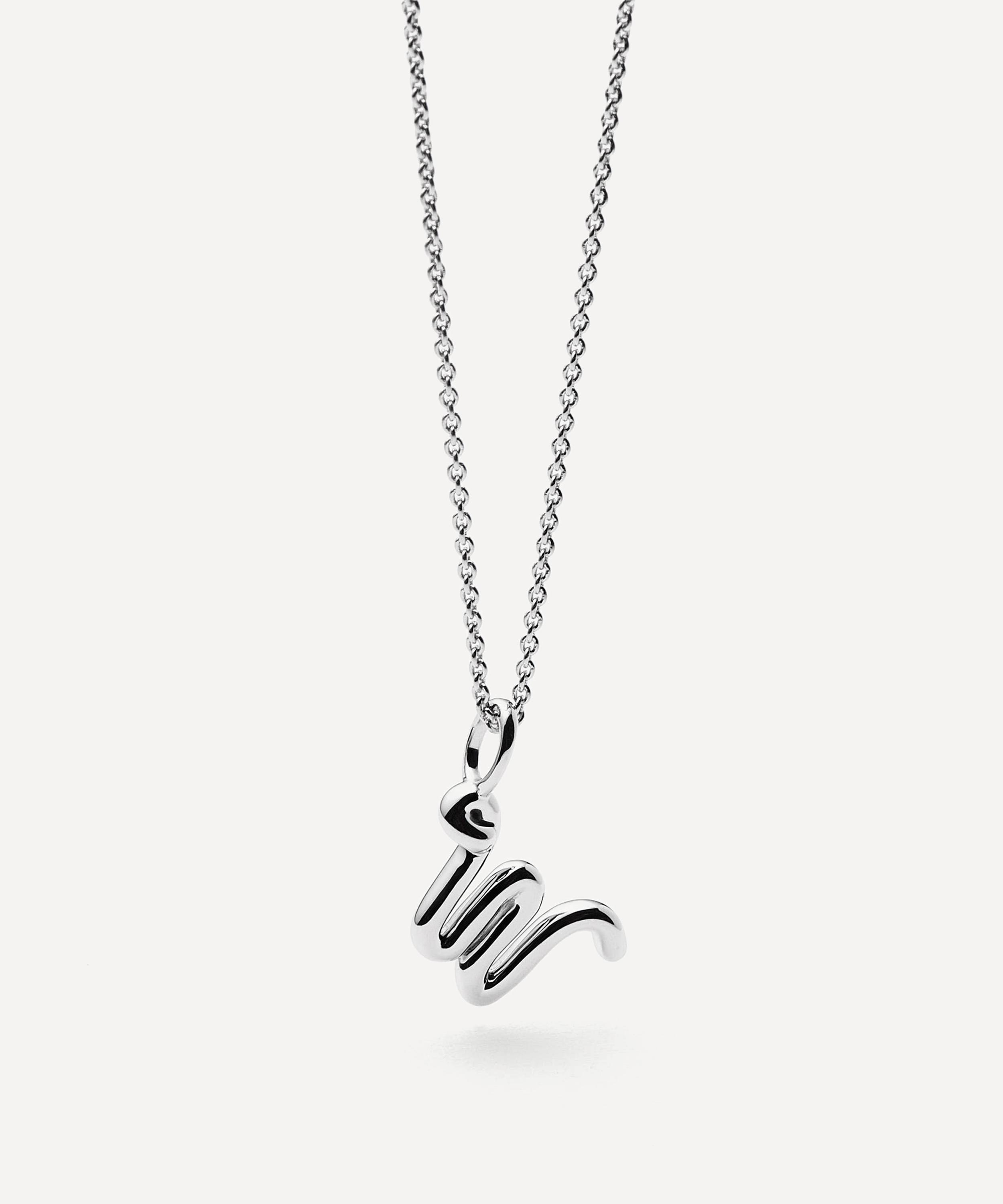 Missoma - Sterling Silver Curly Molten Mini  W Initial Pendant Necklace image number 3