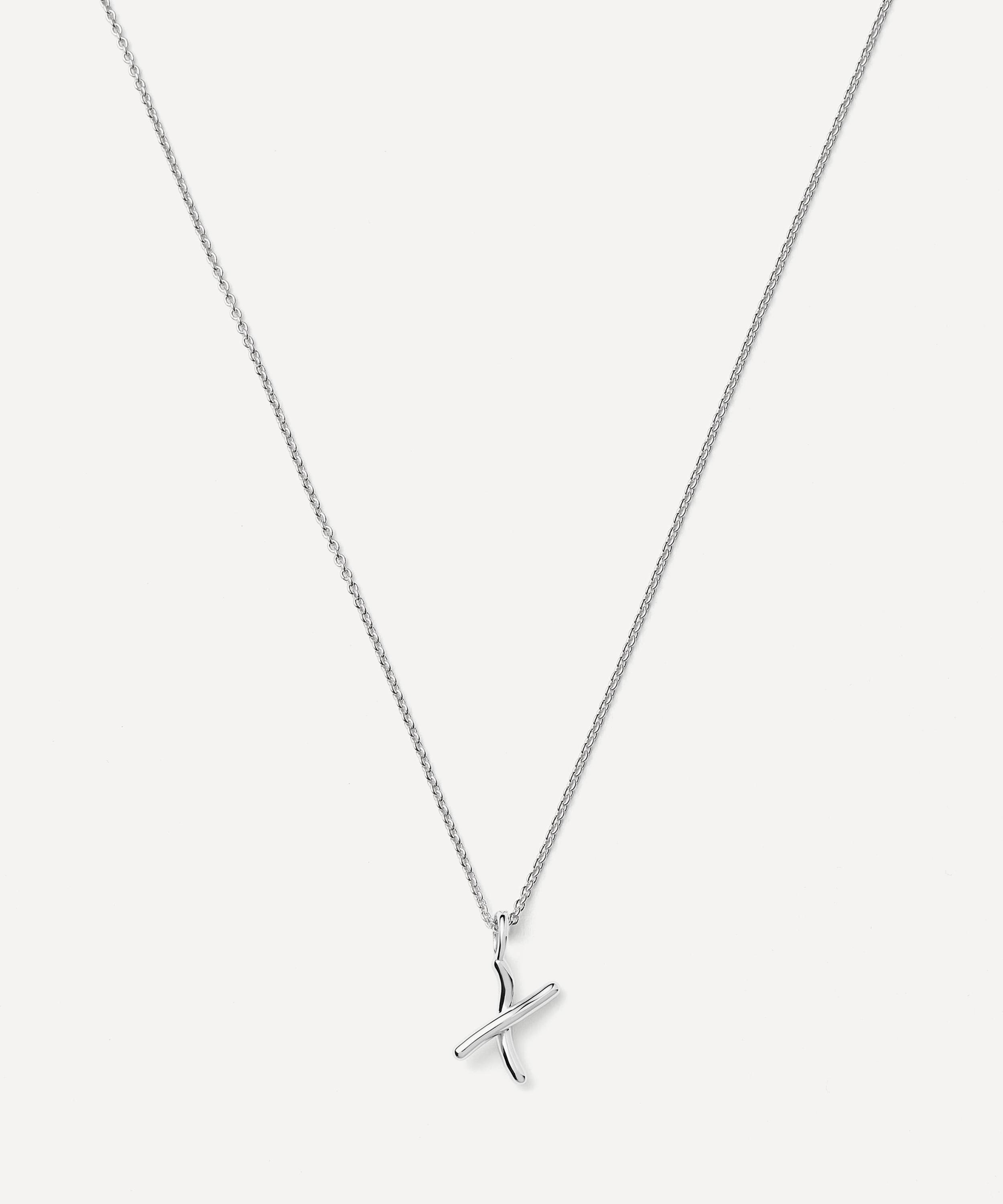 Missoma - Sterling Silver Curly Molten Mini X Initial Pendant Necklace image number 0