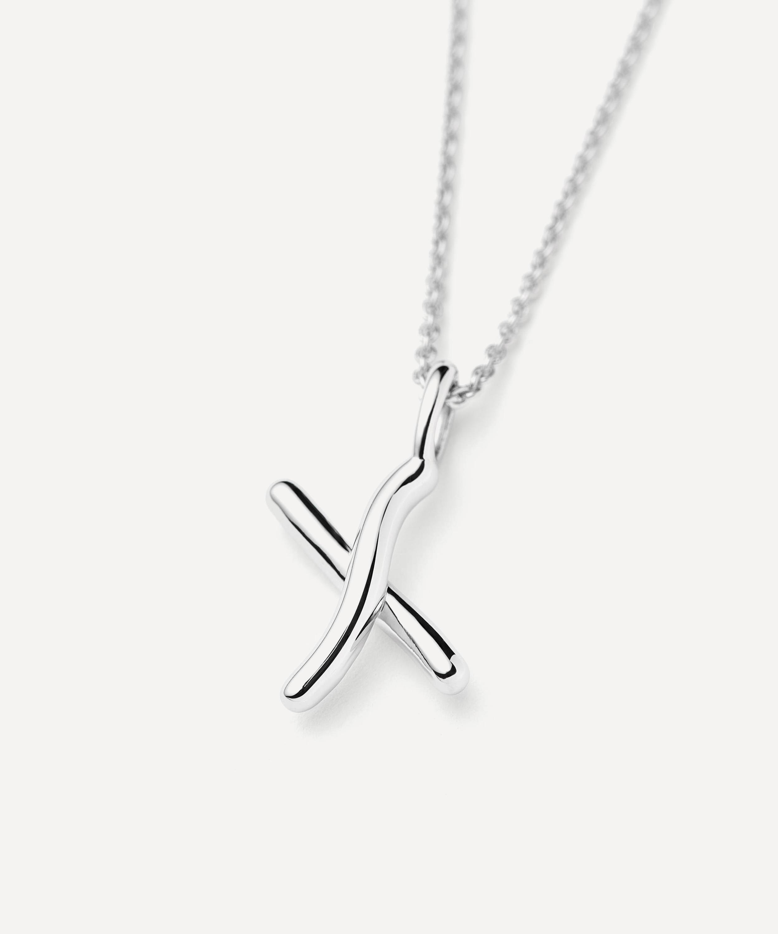 Missoma - Sterling Silver Curly Molten Mini X Initial Pendant Necklace image number 1