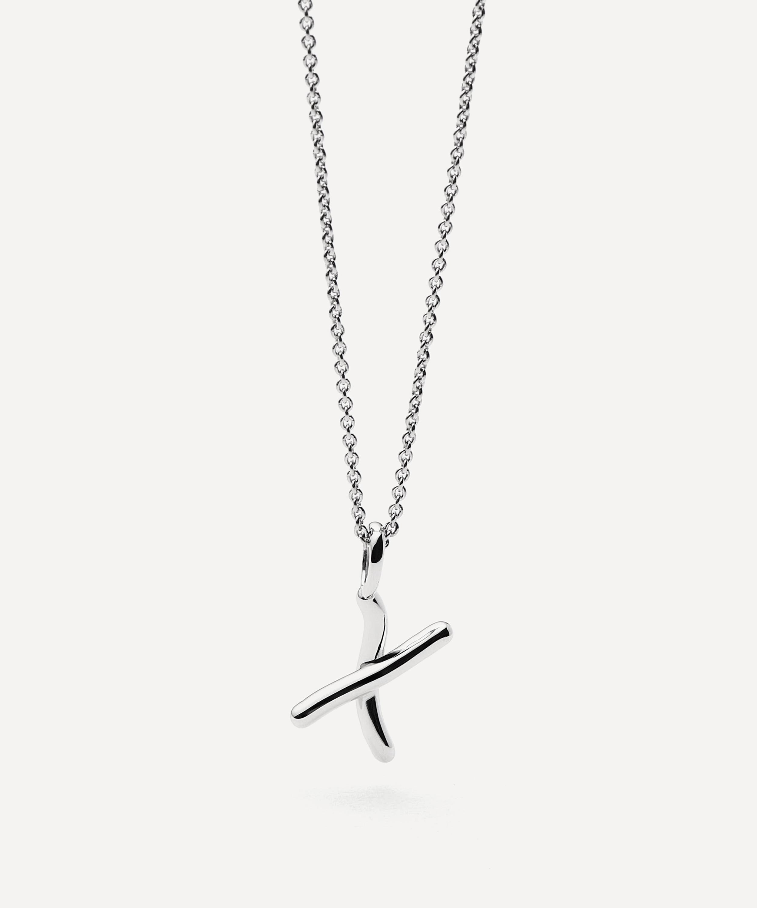 Missoma - Sterling Silver Curly Molten Mini X Initial Pendant Necklace image number 3