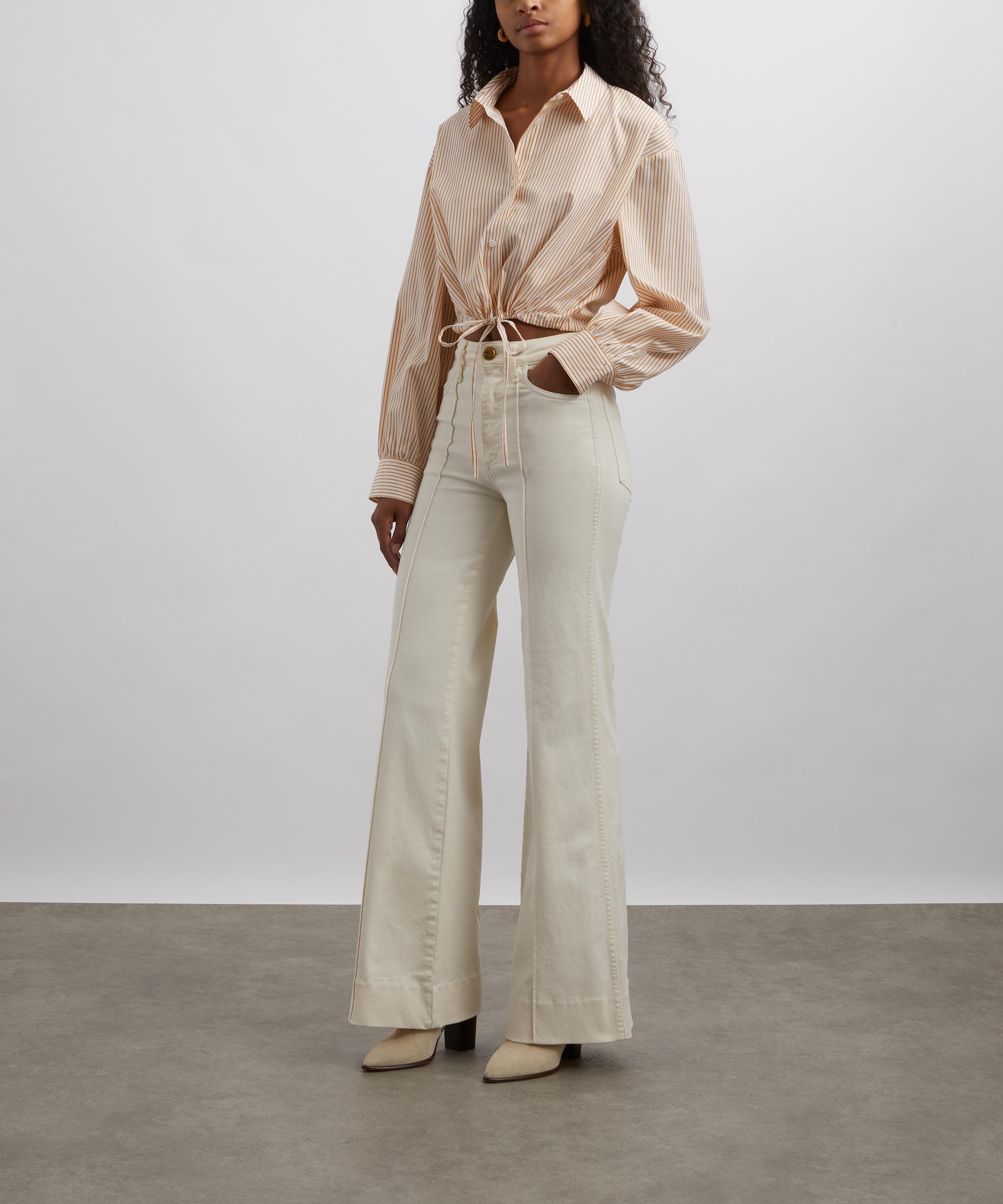 Rag & Bone - Ecru Skylar Wide-Leg Flare Jeans image number 1