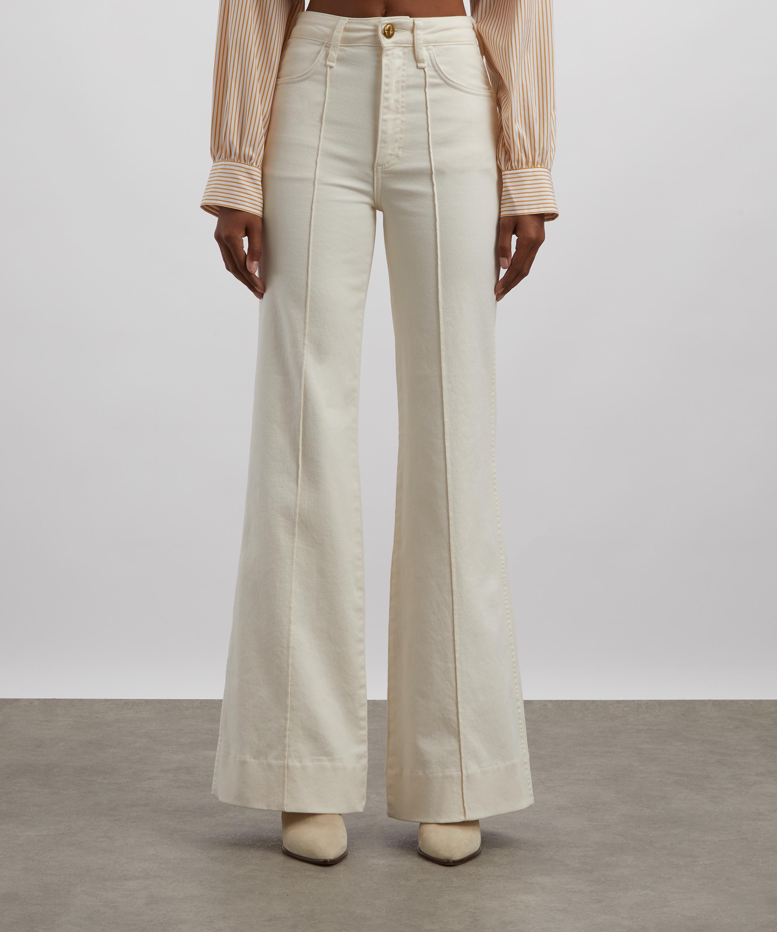 Rag & Bone - Ecru Skylar Wide-Leg Flare Jeans image number 2