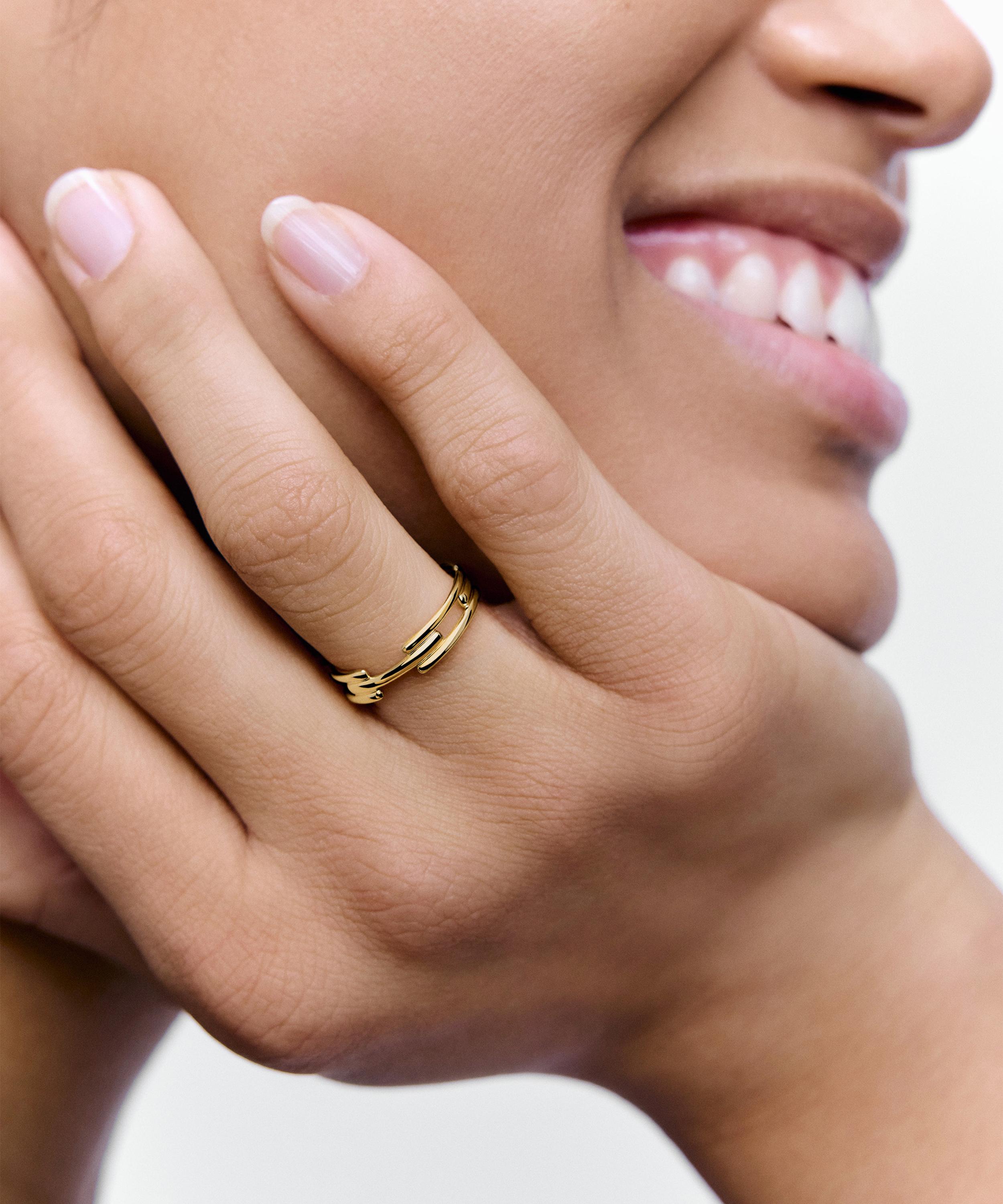 Monica Vinader - 18ct Gold-Plated Vermeil Silver Signature Link Stacking Ring image number 1