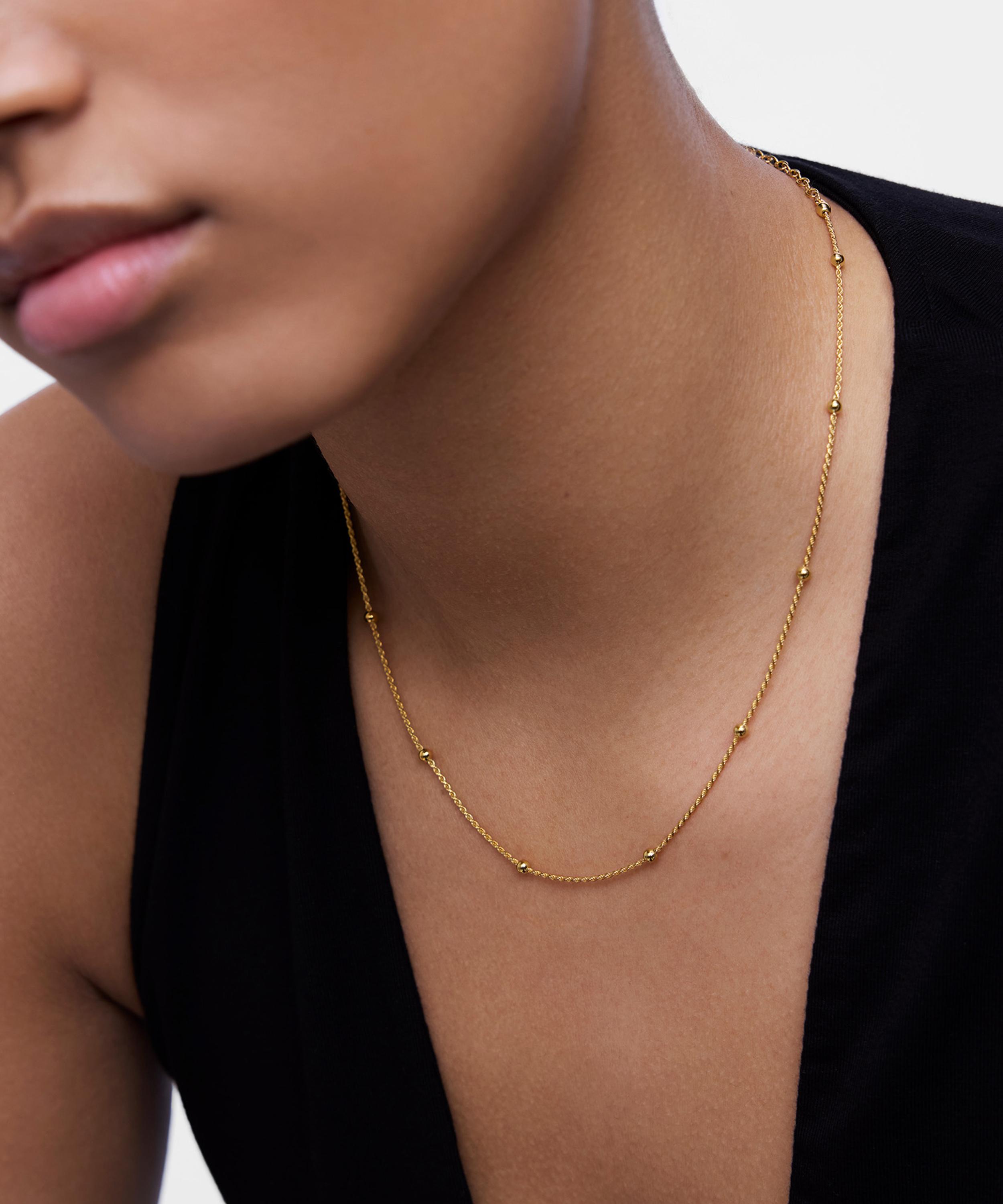 Monica Vinader - 18ct Gold-Plated Vermeil Silver Beaded Rope Chain Necklace image number 1