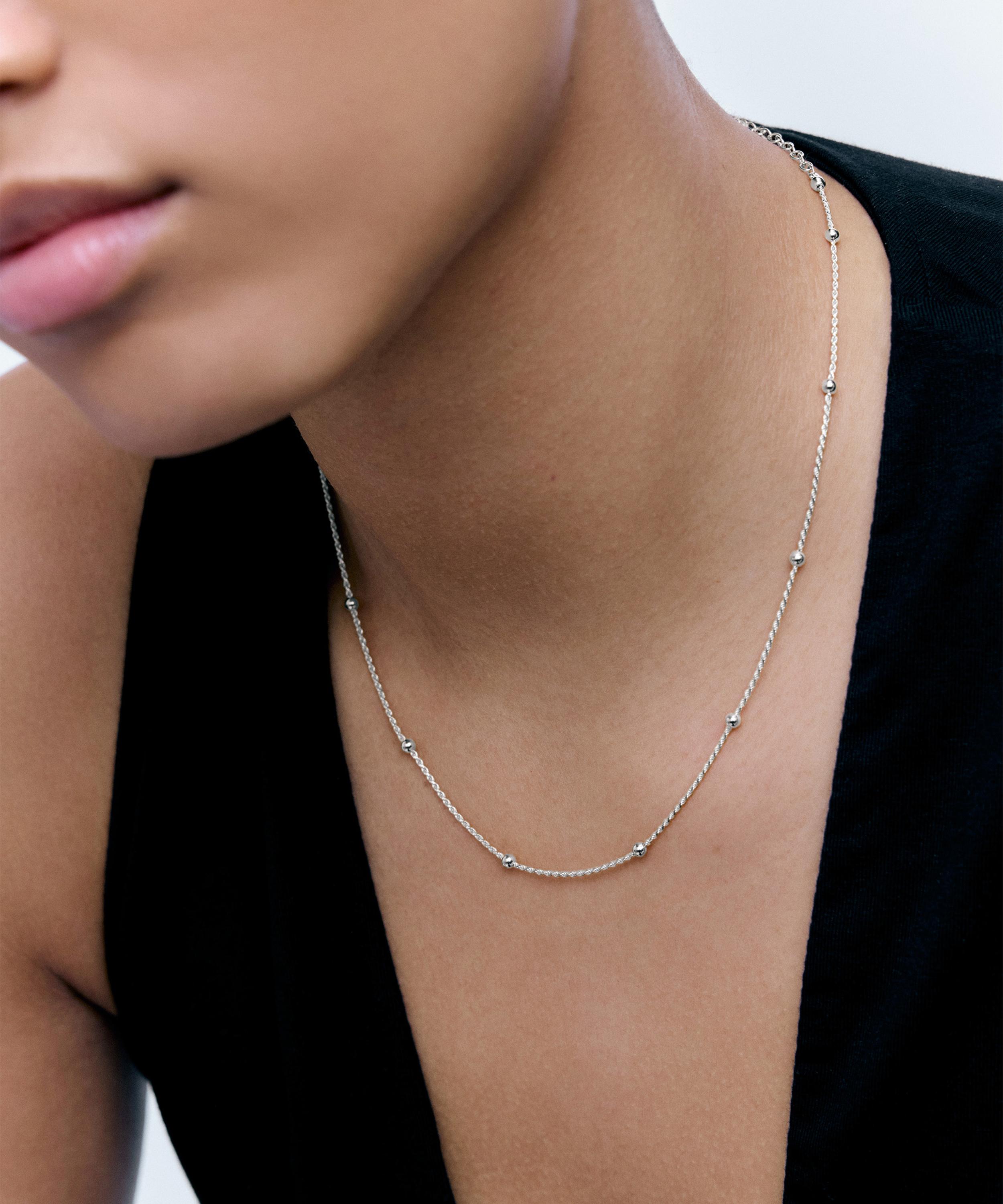 Monica Vinader - Sterling Silver Beaded Rope Chain Necklace image number 1