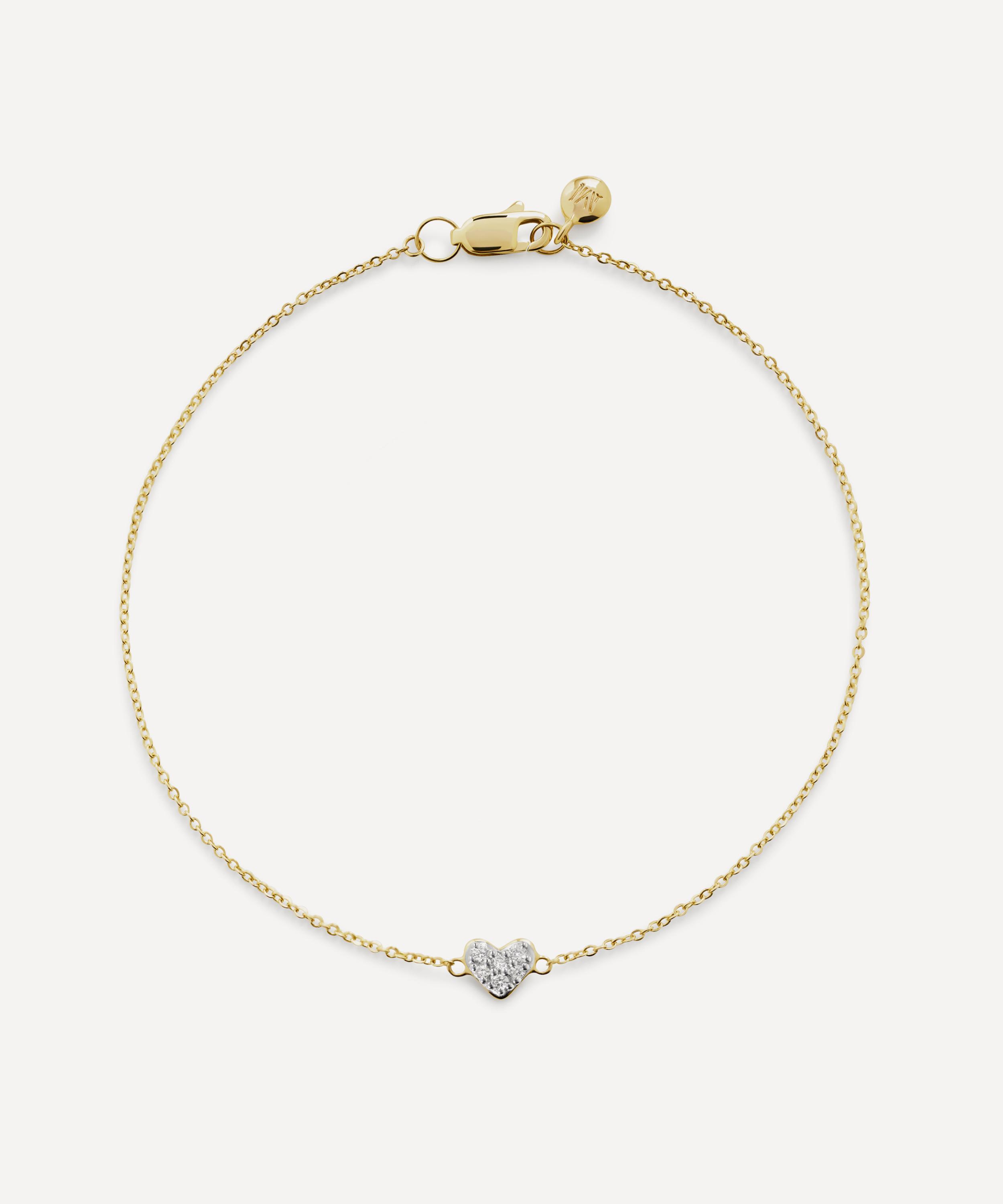 Monica Vinader - 14ct Gold Mini Heart Diamond Chain Bracelet