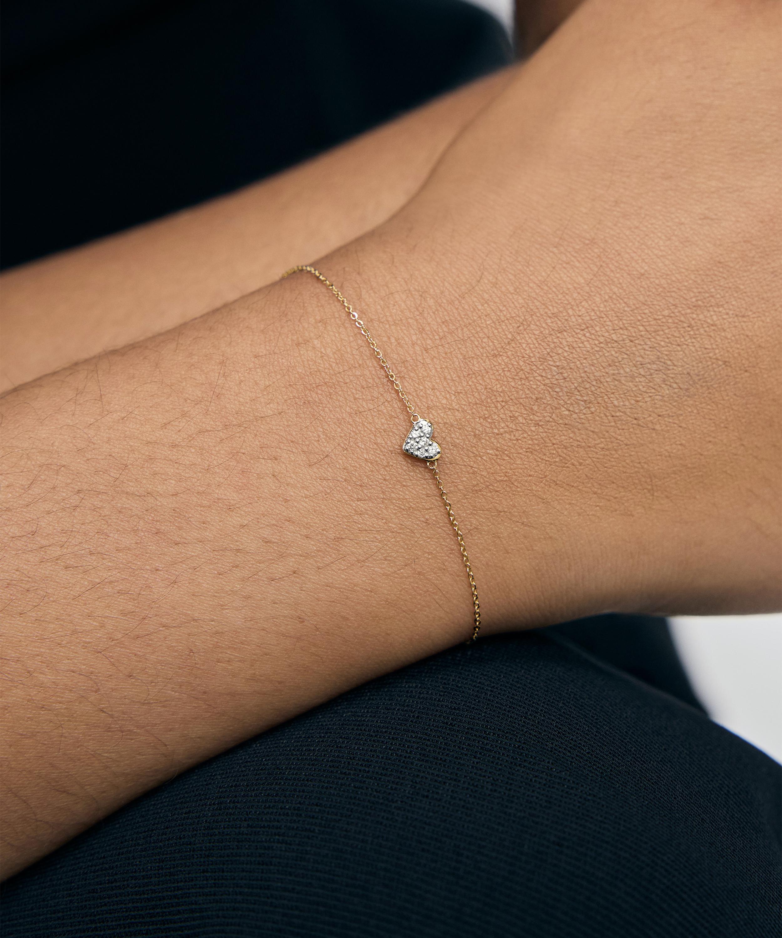 Monica Vinader - 14ct Gold Mini Heart Diamond Chain Bracelet image number 1