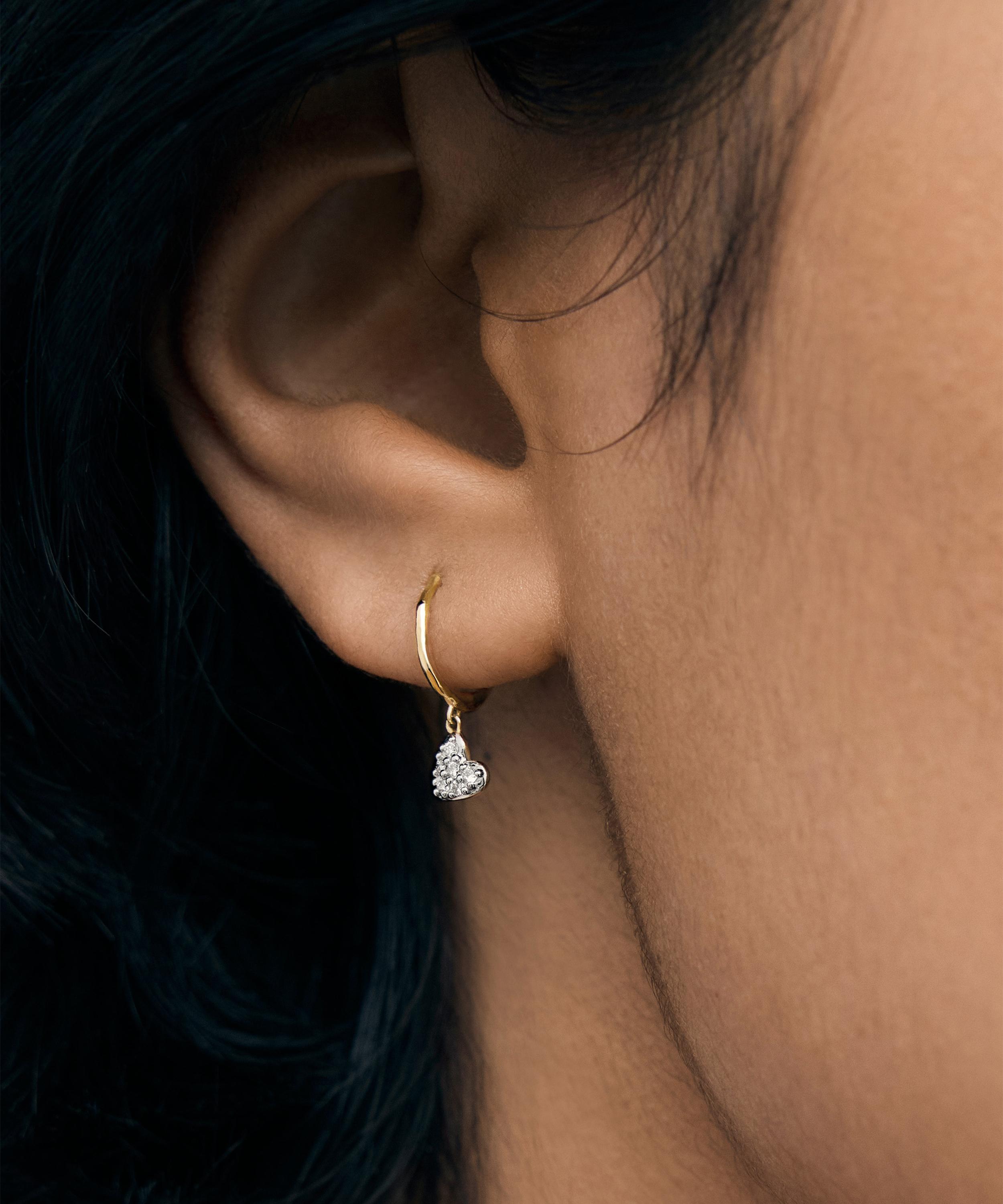 Monica Vinader - 18ct Gold-Plated Vermeil Silver Mini Heart Diamond Huggie Hoop Earrings image number 1