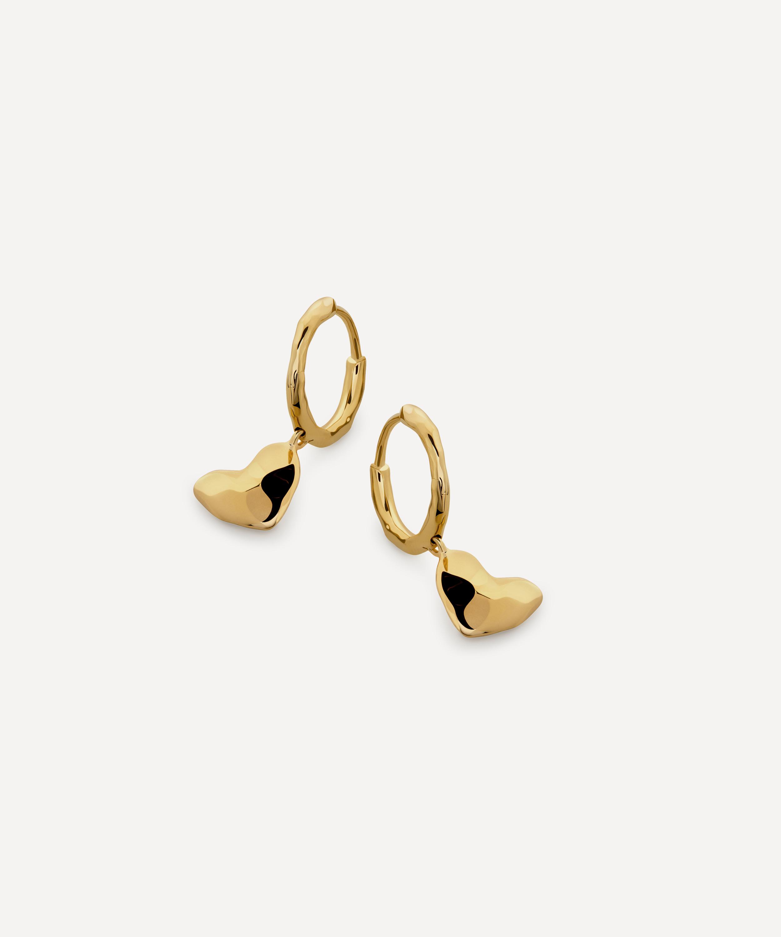 Monica Vinader - Sterling Silver Heart Drop Huggie Hoop Earrings image number 0