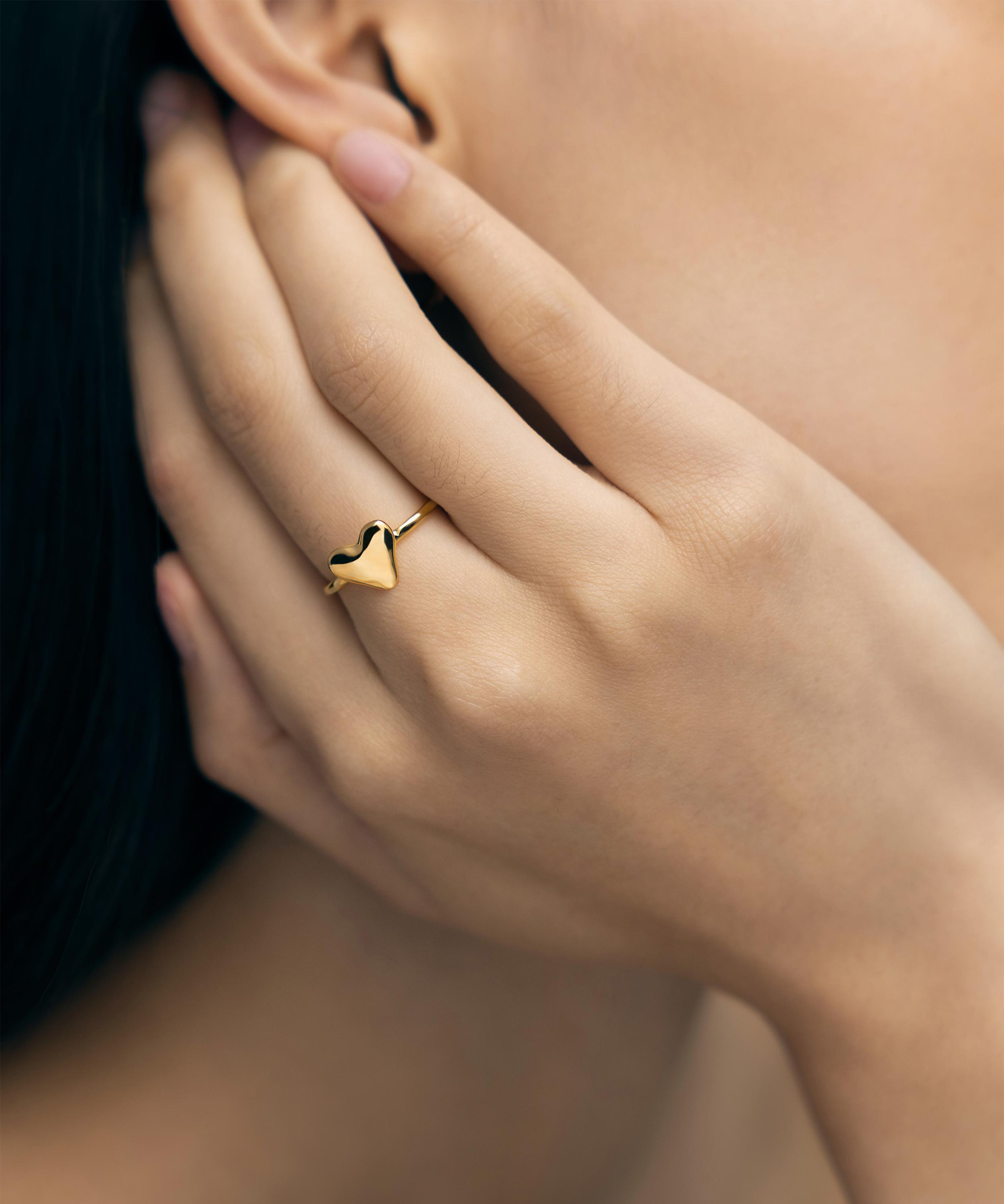 Monica Vinader - 18ct Gold-Plated Vermeil Silver Heart Stacking Ring image number 1