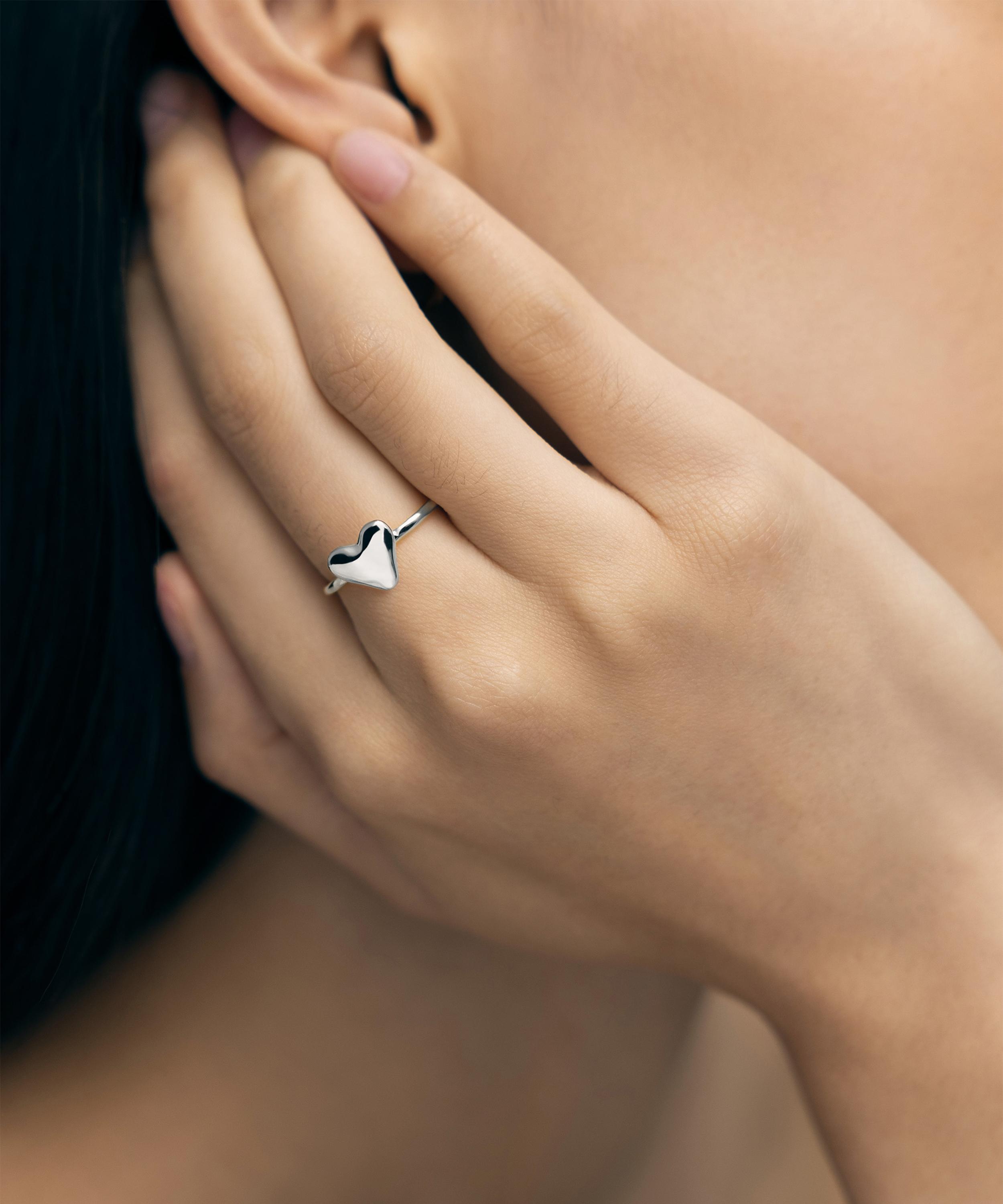 Monica Vinader - Sterling Silver Heart Stacking Ring image number 1
