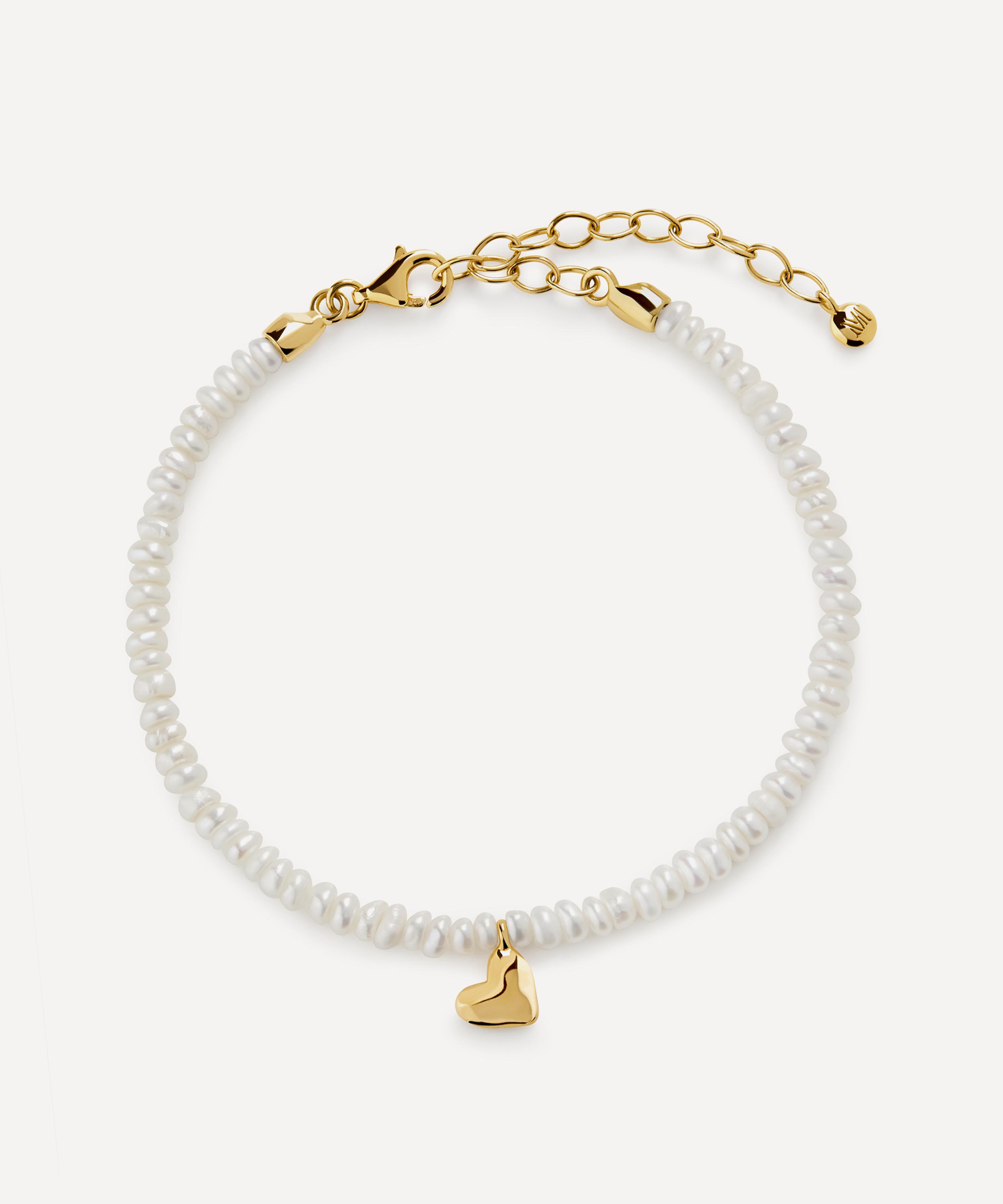 Monica Vinader - 18ct Gold-Plated Vermeil Silver Heart Mini Pearl Bracelet image number 0