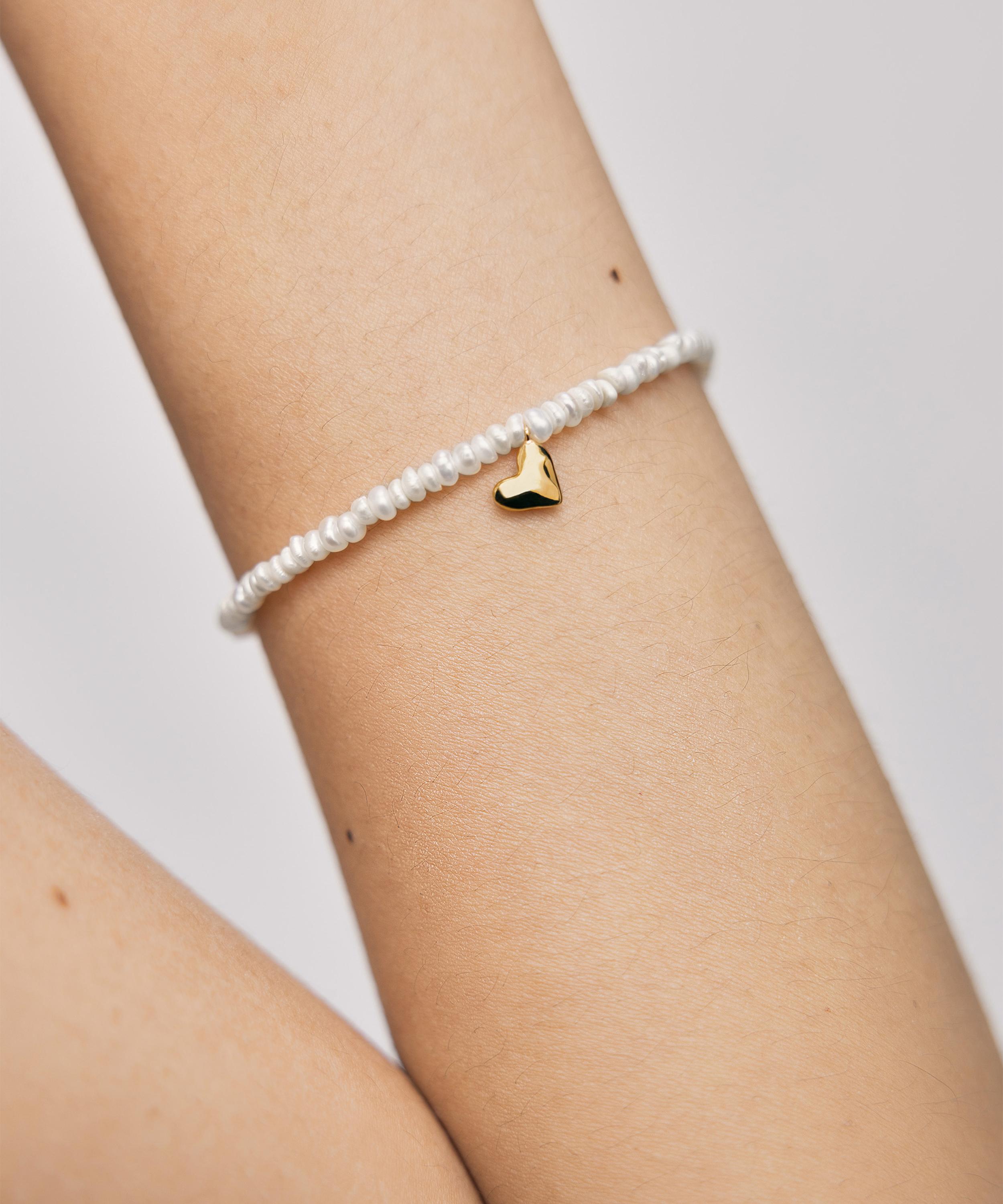 Monica Vinader - 18ct Gold-Plated Vermeil Silver Heart Mini Pearl Bracelet image number 1