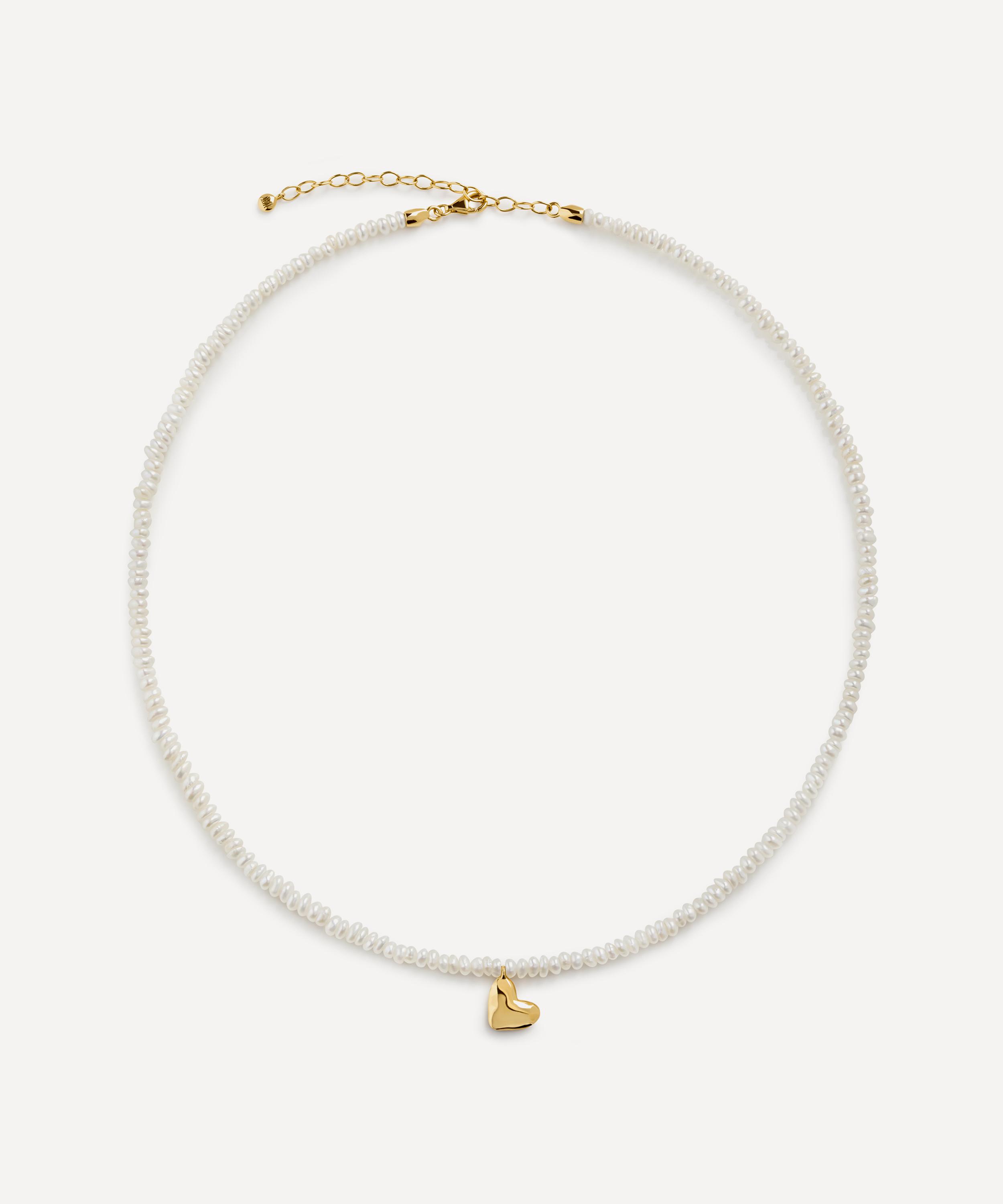 Monica Vinader - 18ct Gold-Plated Vermeil Silver Heart Mini Pearl Necklace