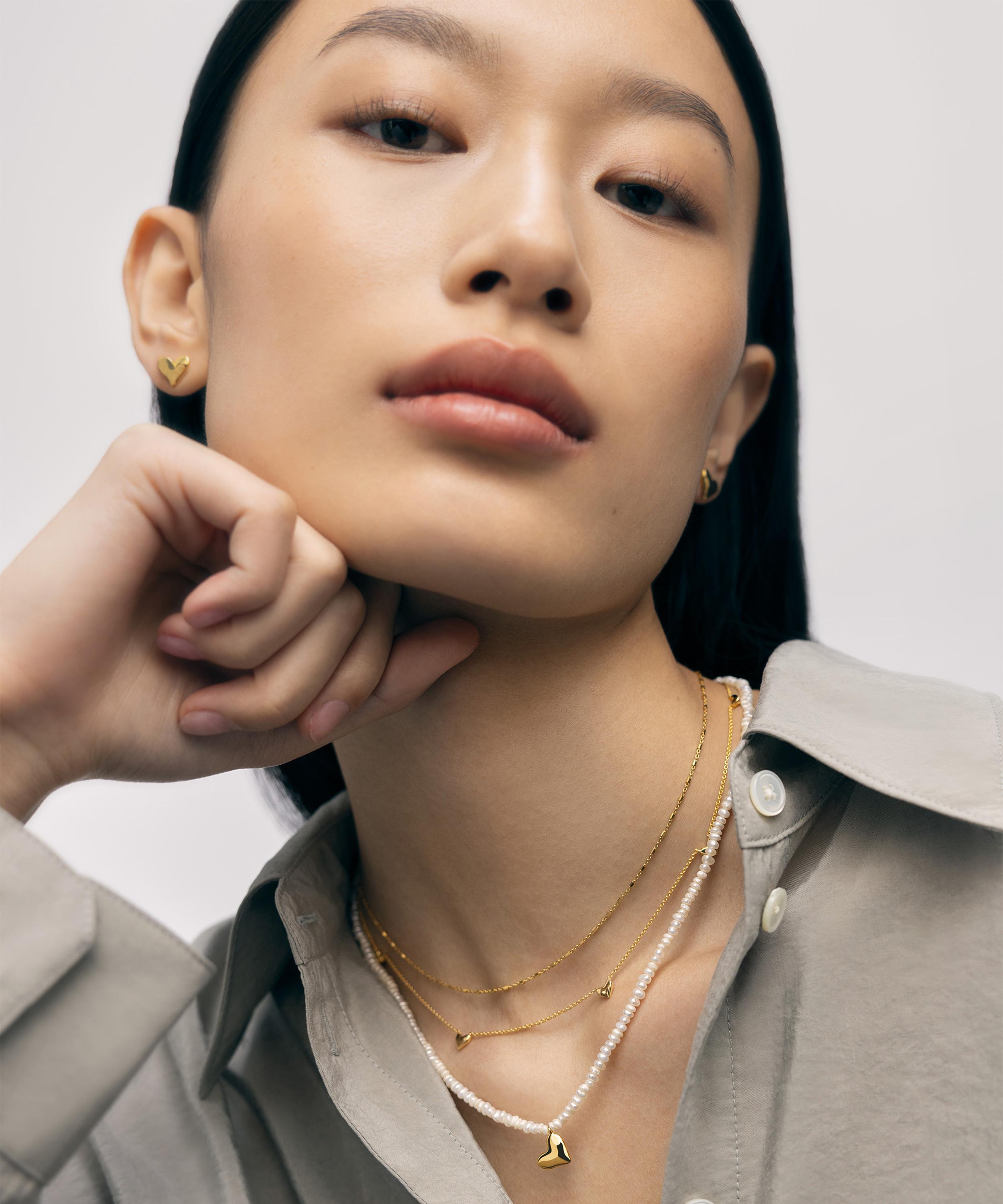 Monica Vinader - 18ct Gold-Plated Vermeil Silver Heart Mini Pearl Necklace image number 2