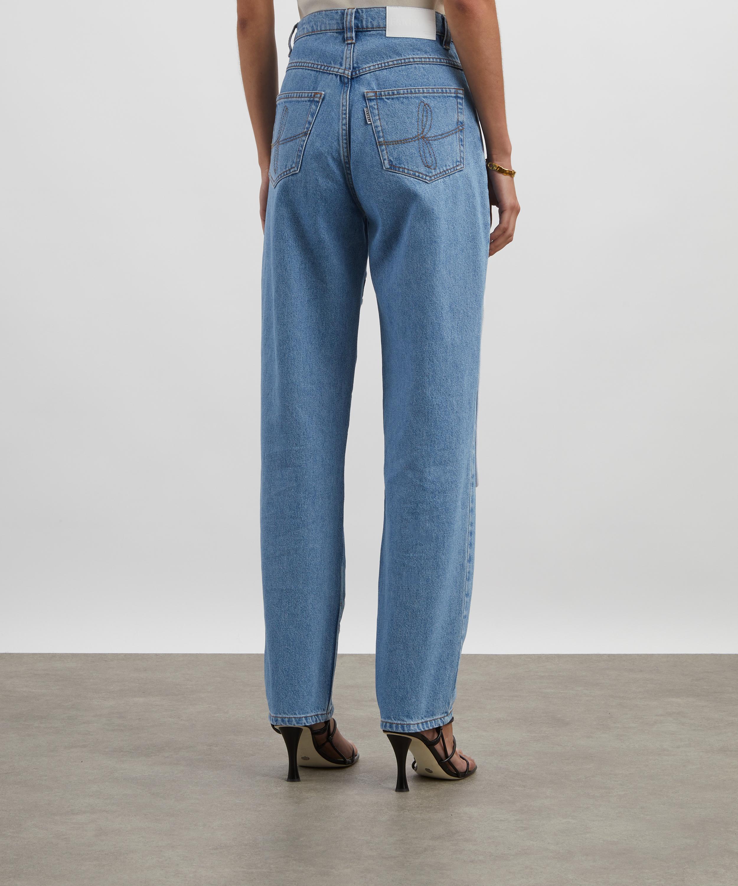 FANFARE - High Waisted Mum Fit Floral Trim Jeans image number 3