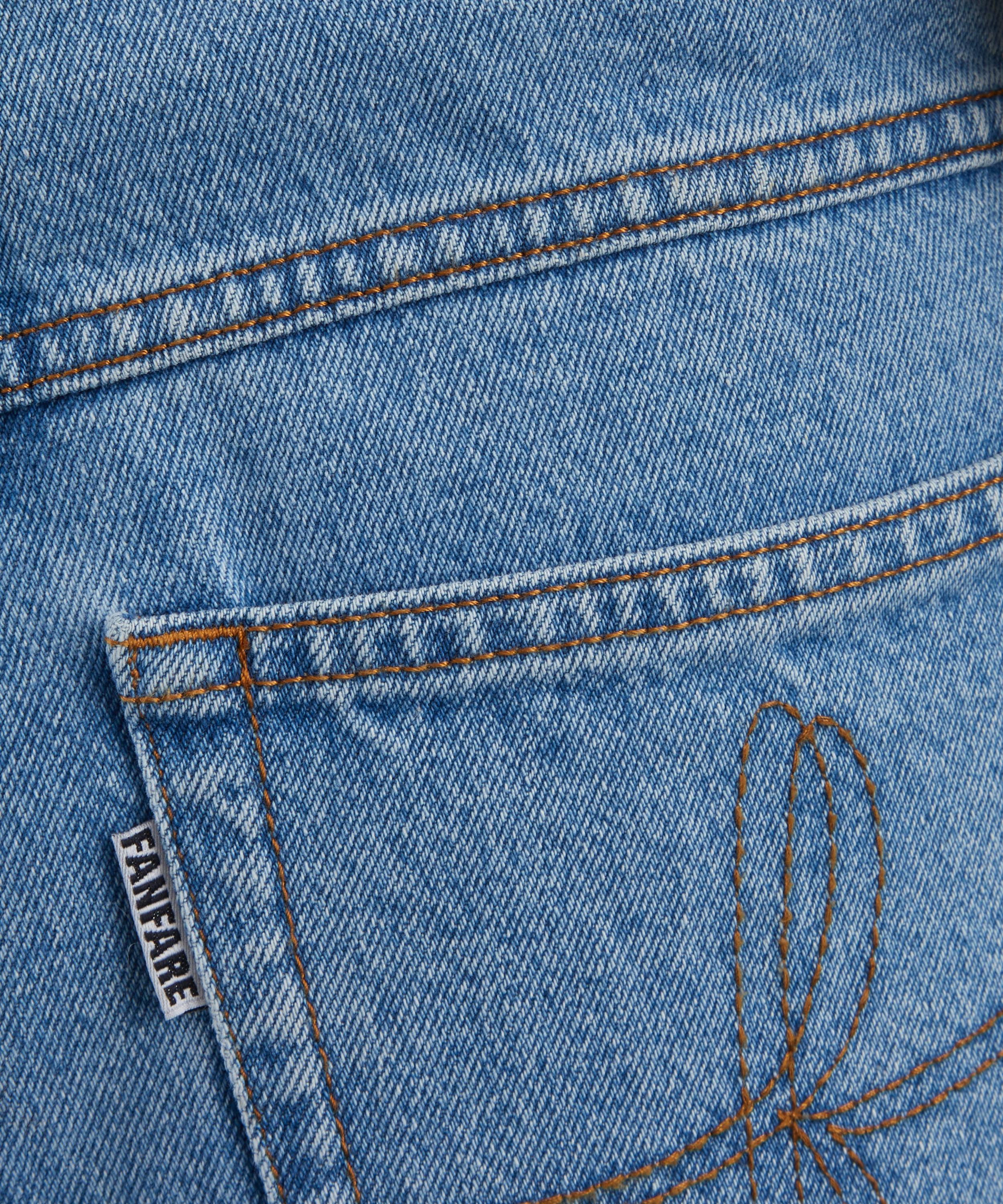 FANFARE - High Waisted Mum Fit Floral Trim Jeans image number 4