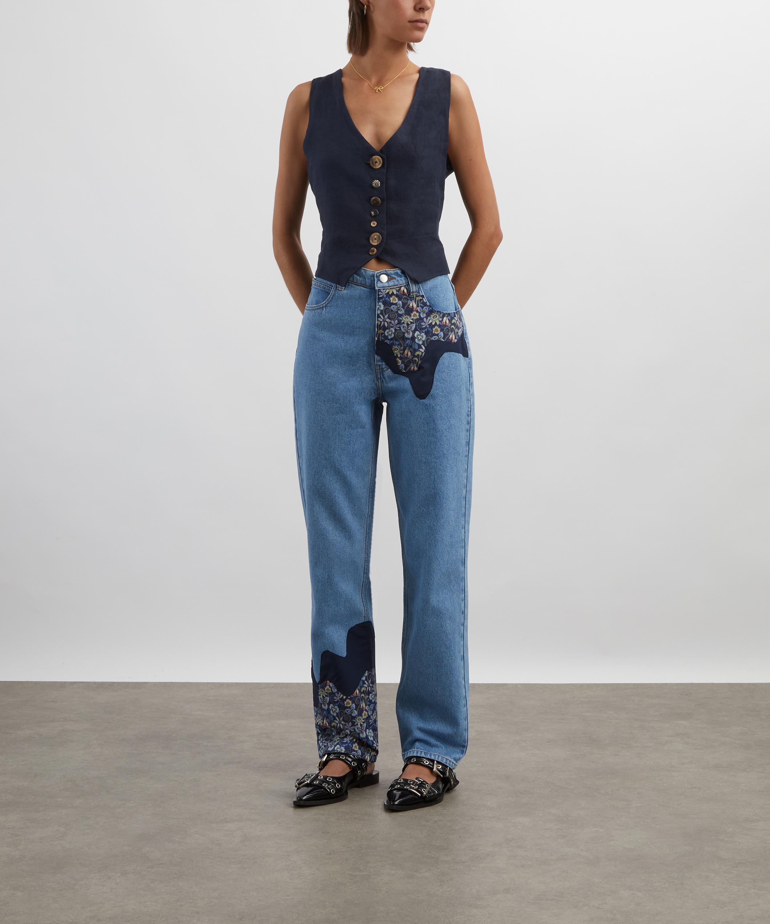 FANFARE - Bobby Melt Liberty High Waisted Mom Fit Patchwork Jeans image number 1