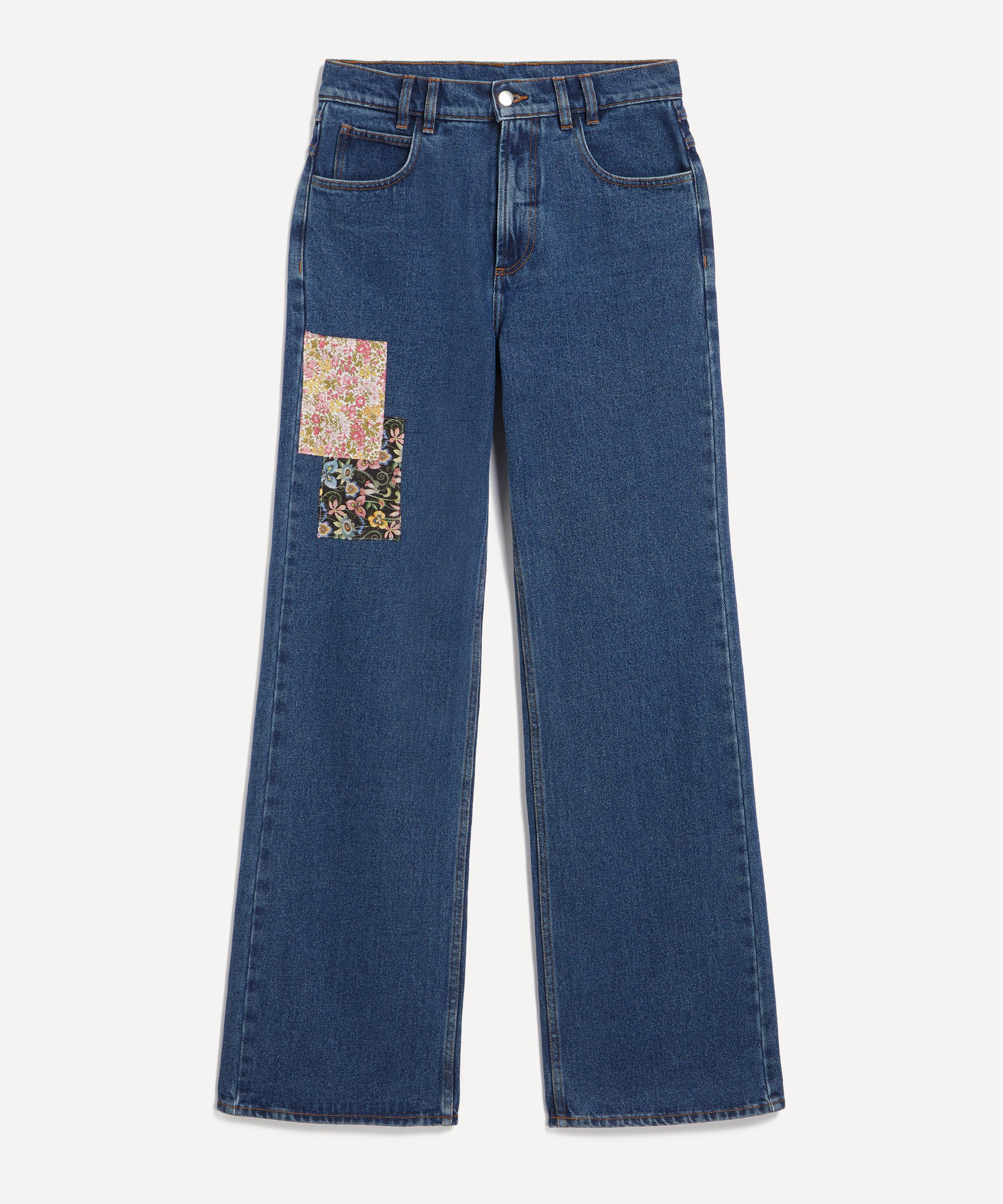 FANFARE - High-Waisted Wide-Leg Liberty Square Patch Jeans image number 0