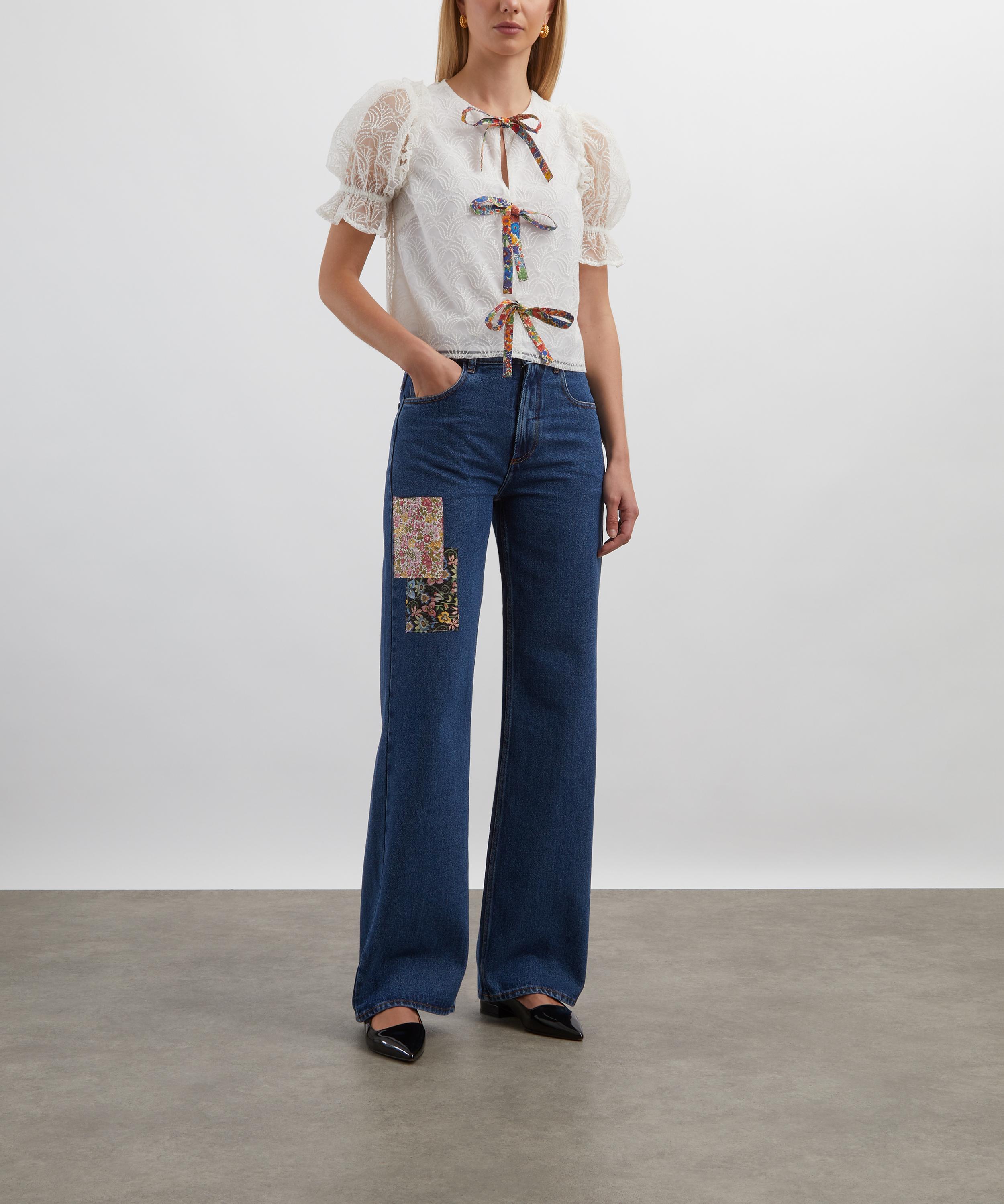 FANFARE - High-Waisted Wide-Leg Liberty Square Patch Jeans image number 1