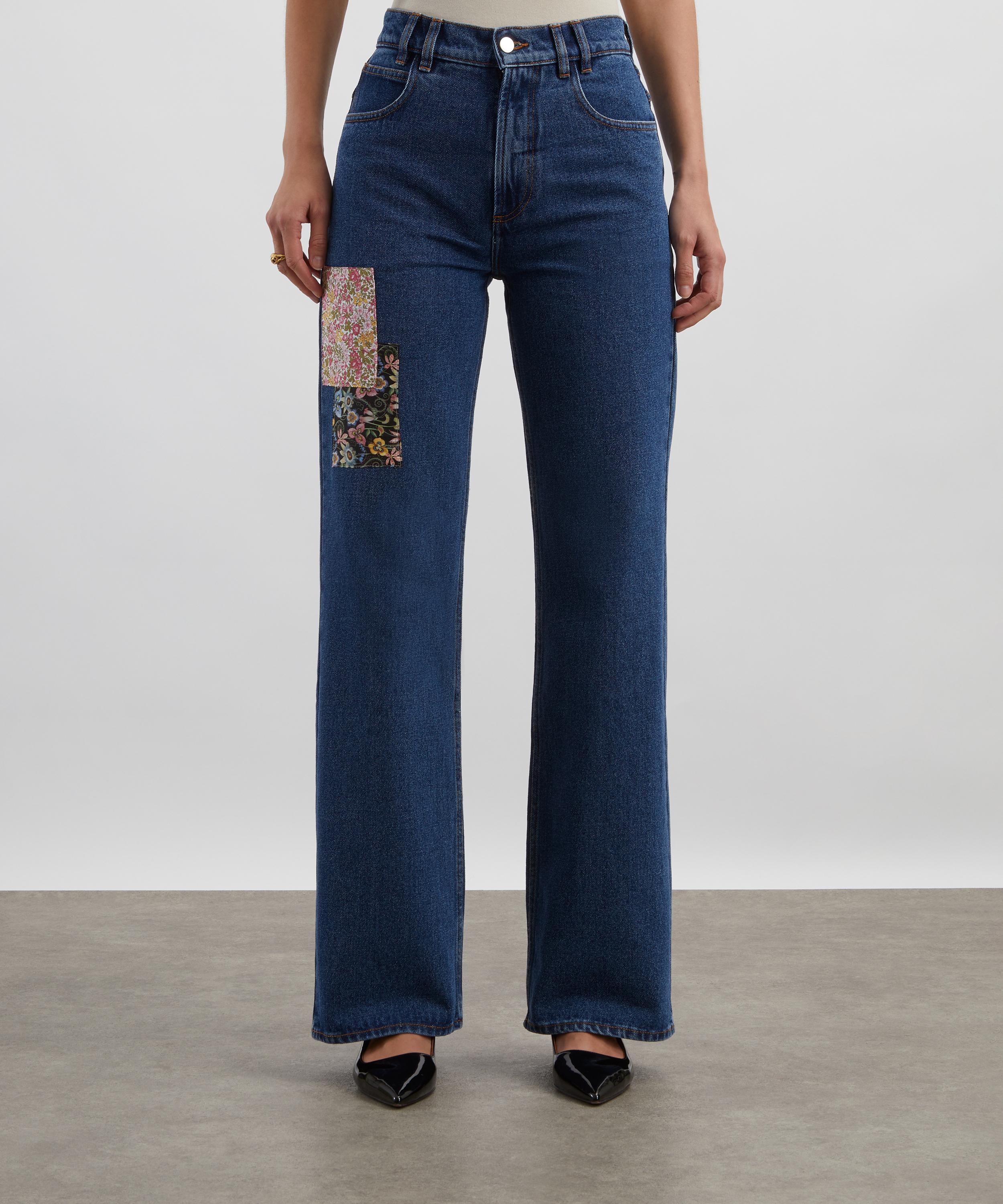 FANFARE - High-Waisted Wide-Leg Liberty Square Patch Jeans image number 2