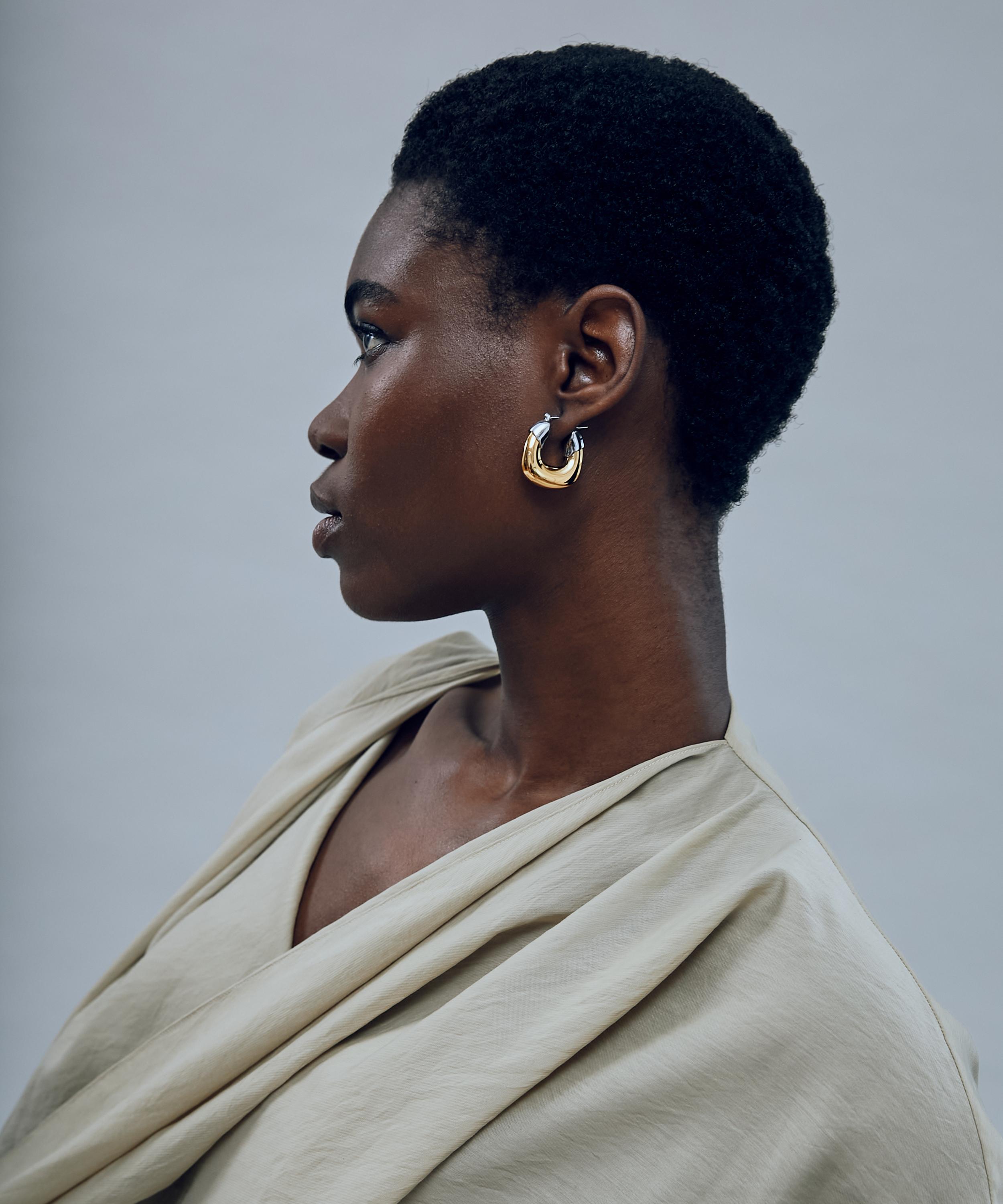 Lizzie Fortunato - Gold-Plated Mixed Metal Organic Hoops image number 1