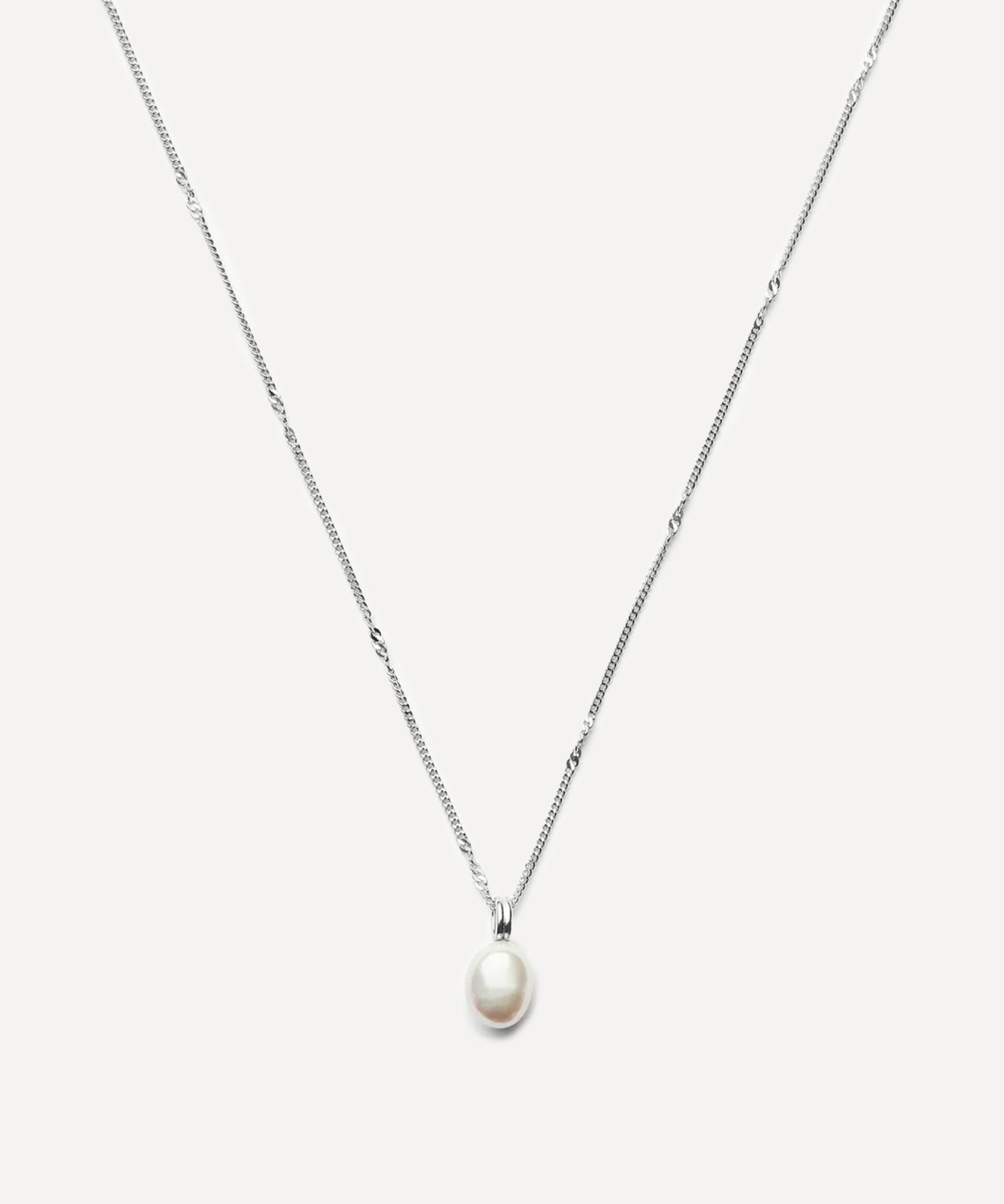 Missoma - Rhodium-Plated Baroque Pearl Twisted Chain Necklace image number 0
