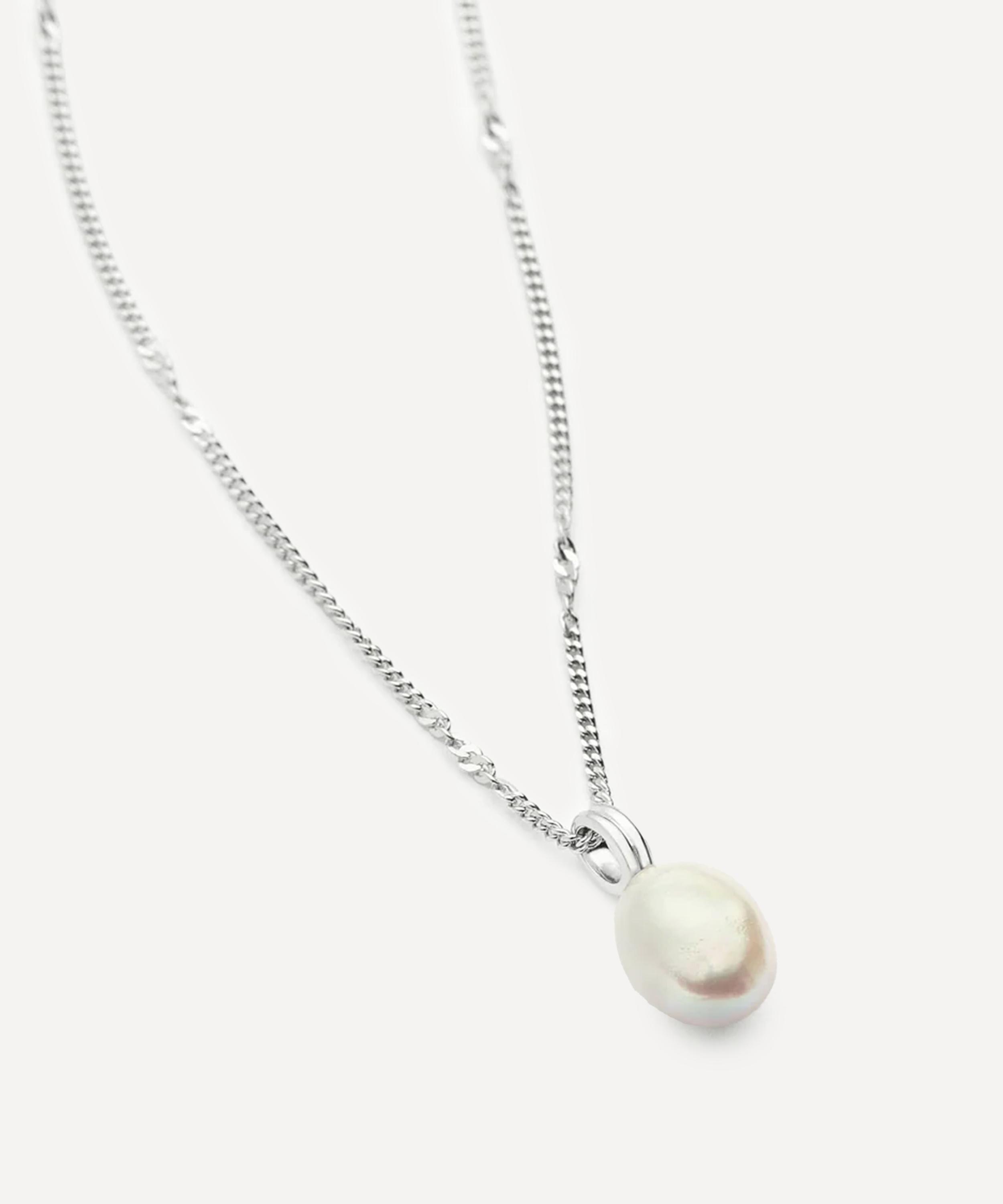 Missoma - Rhodium-Plated Baroque Pearl Twisted Chain Necklace image number 1