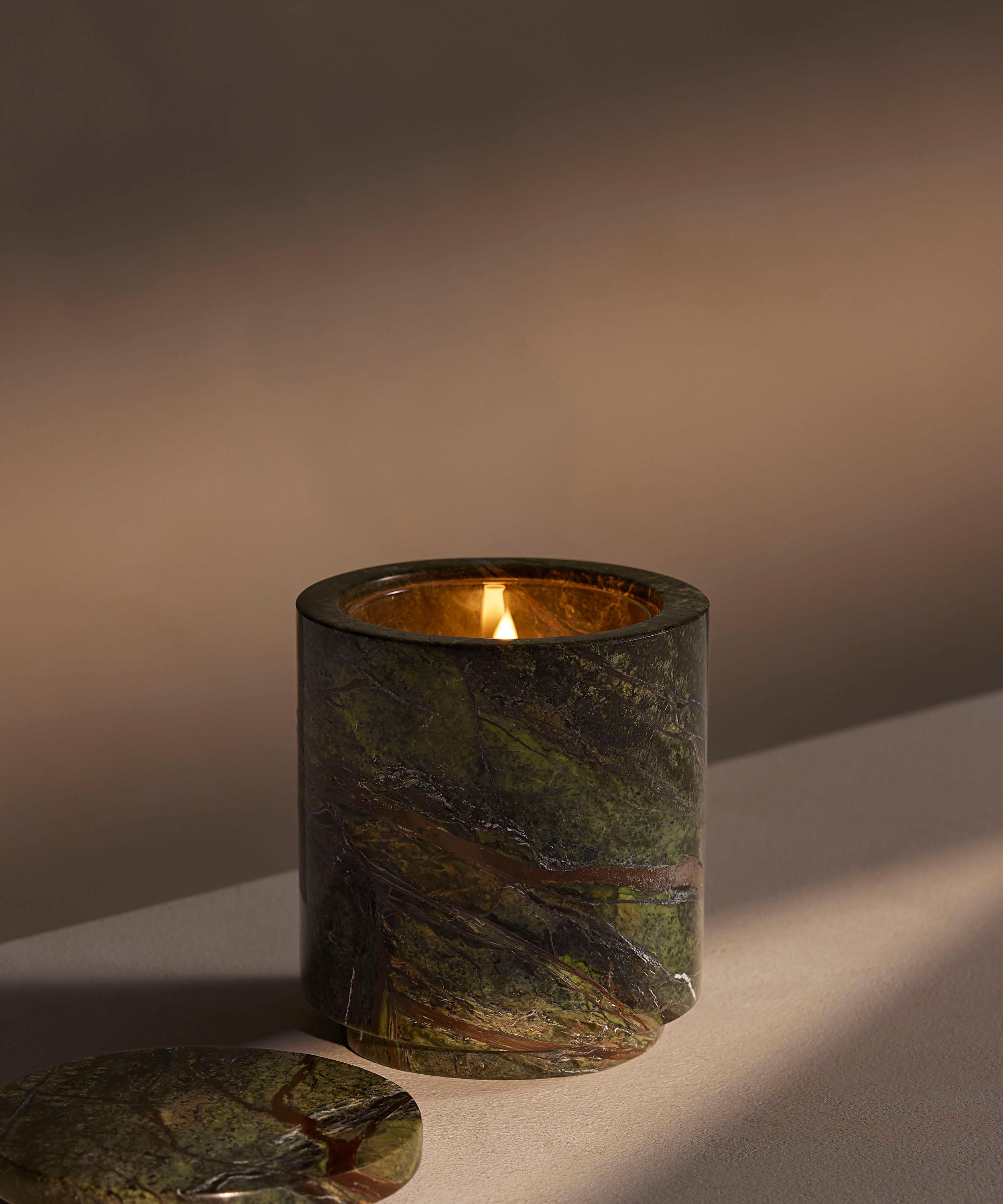 Soho Home - Leather and Oud Forest Green Marble Candle 250g image number 1