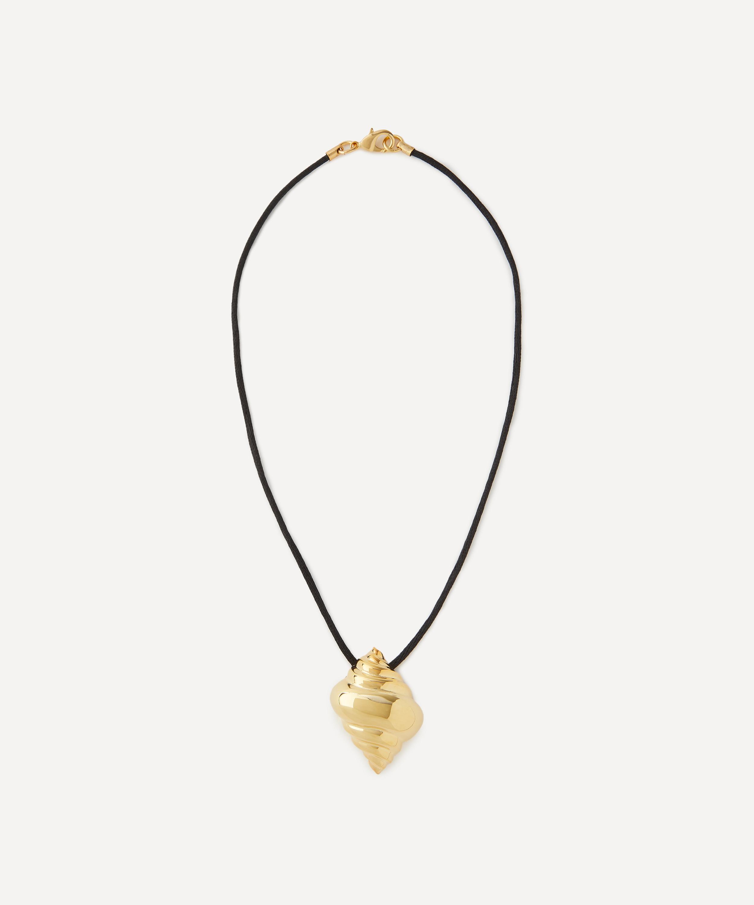 Kenneth Jay Lane - Black Cord Seashell Pendant Necklace image number 0