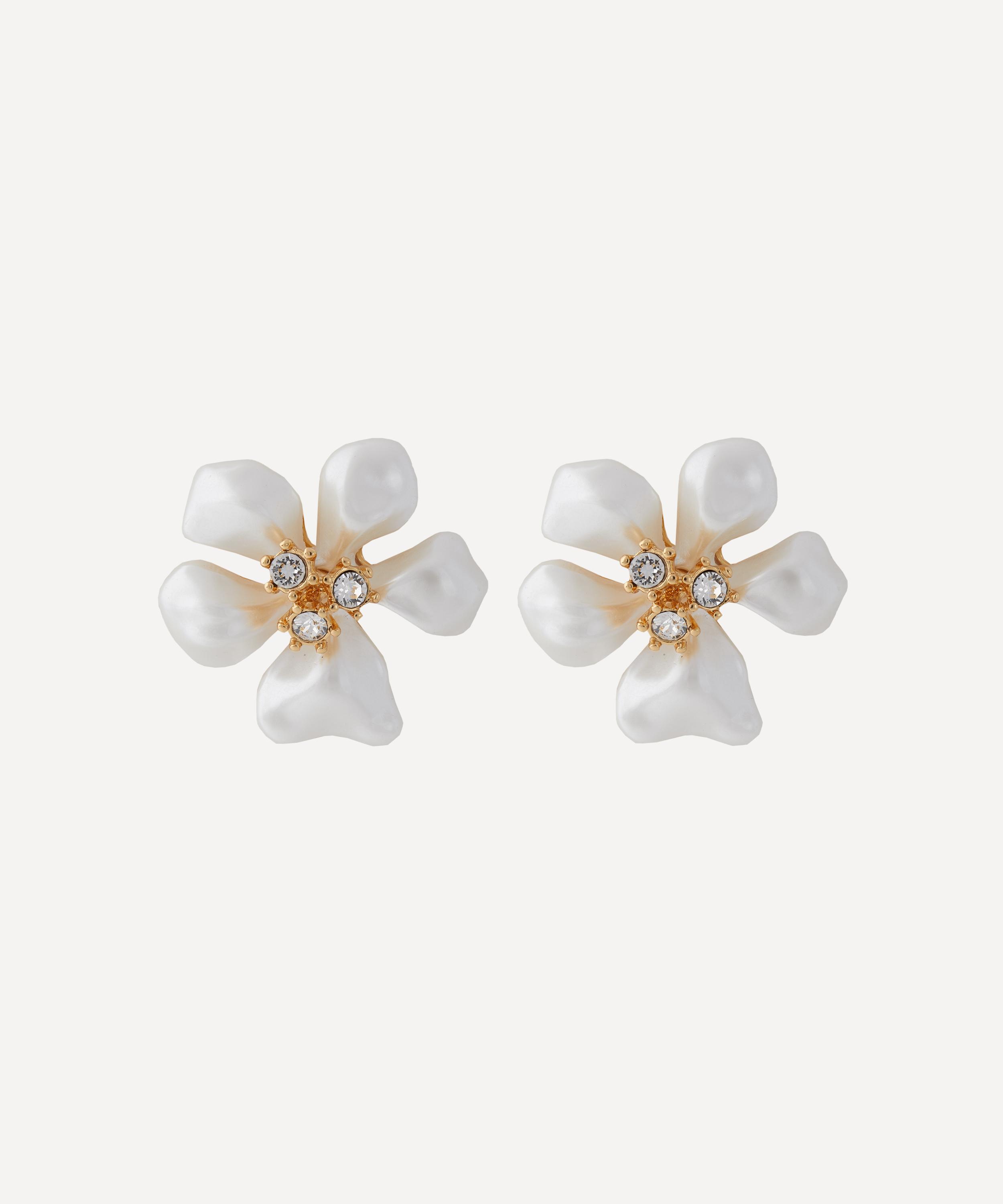 Kenneth Jay Lane - Gold-Plated Pearl Flower Clip-On Earrings image number 0