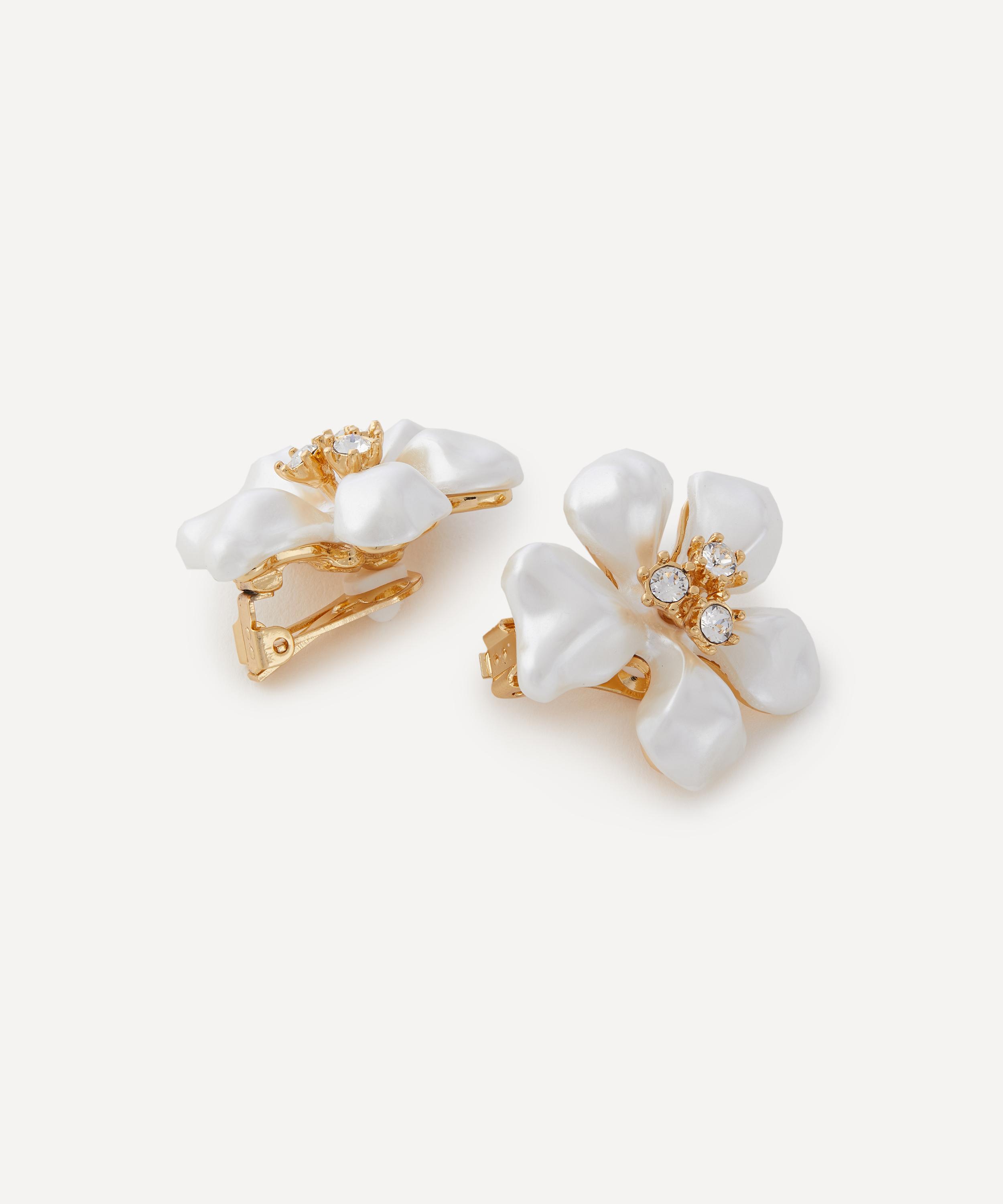 Kenneth Jay Lane - Gold-Plated Pearl Flower Clip-On Earrings image number 1