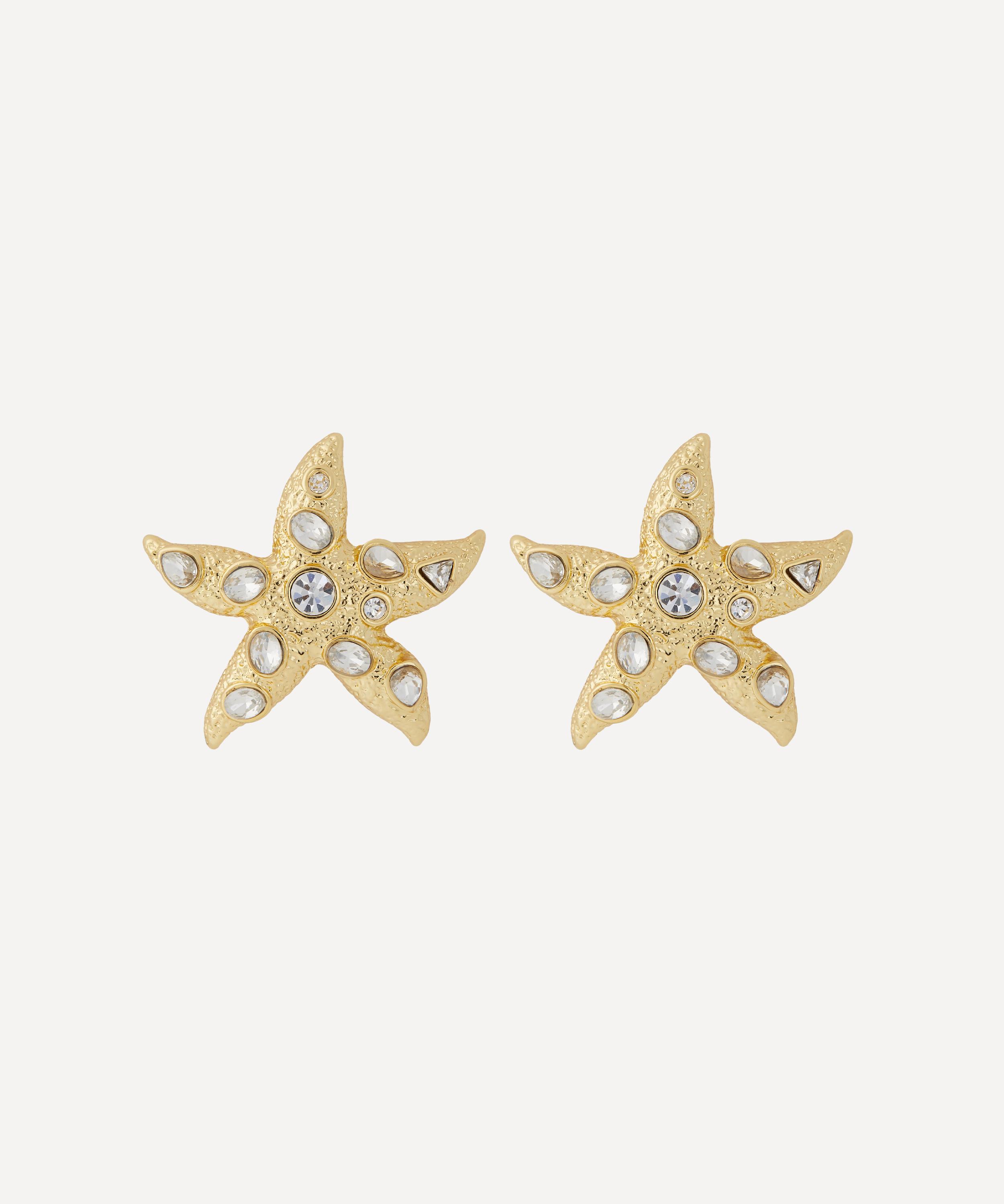 Kenneth Jay Lane - Gold-Plated Crystal Starfish Clip-On Earrings image number 0