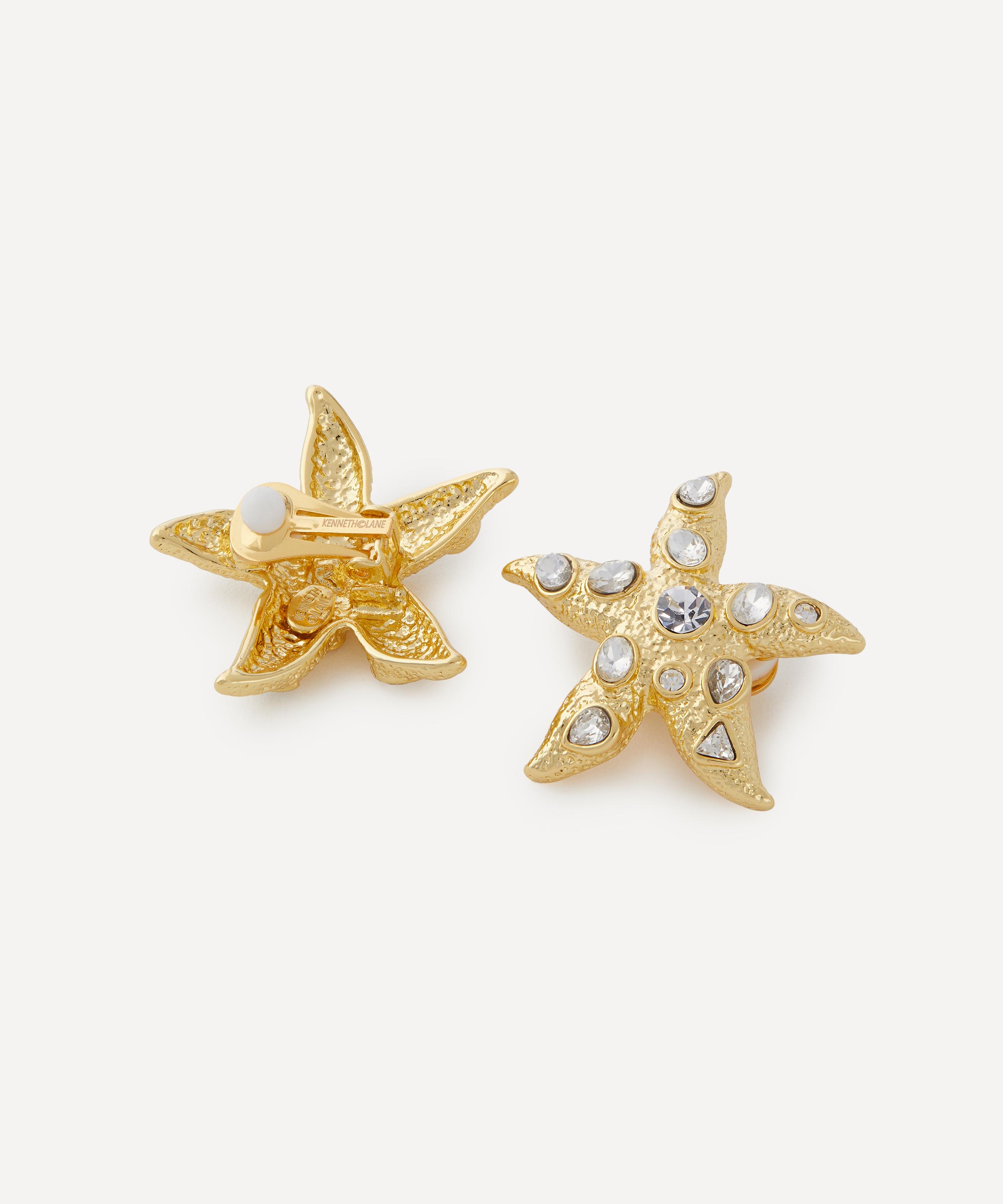 Kenneth Jay Lane - Gold-Plated Crystal Starfish Clip-On Earrings image number 1