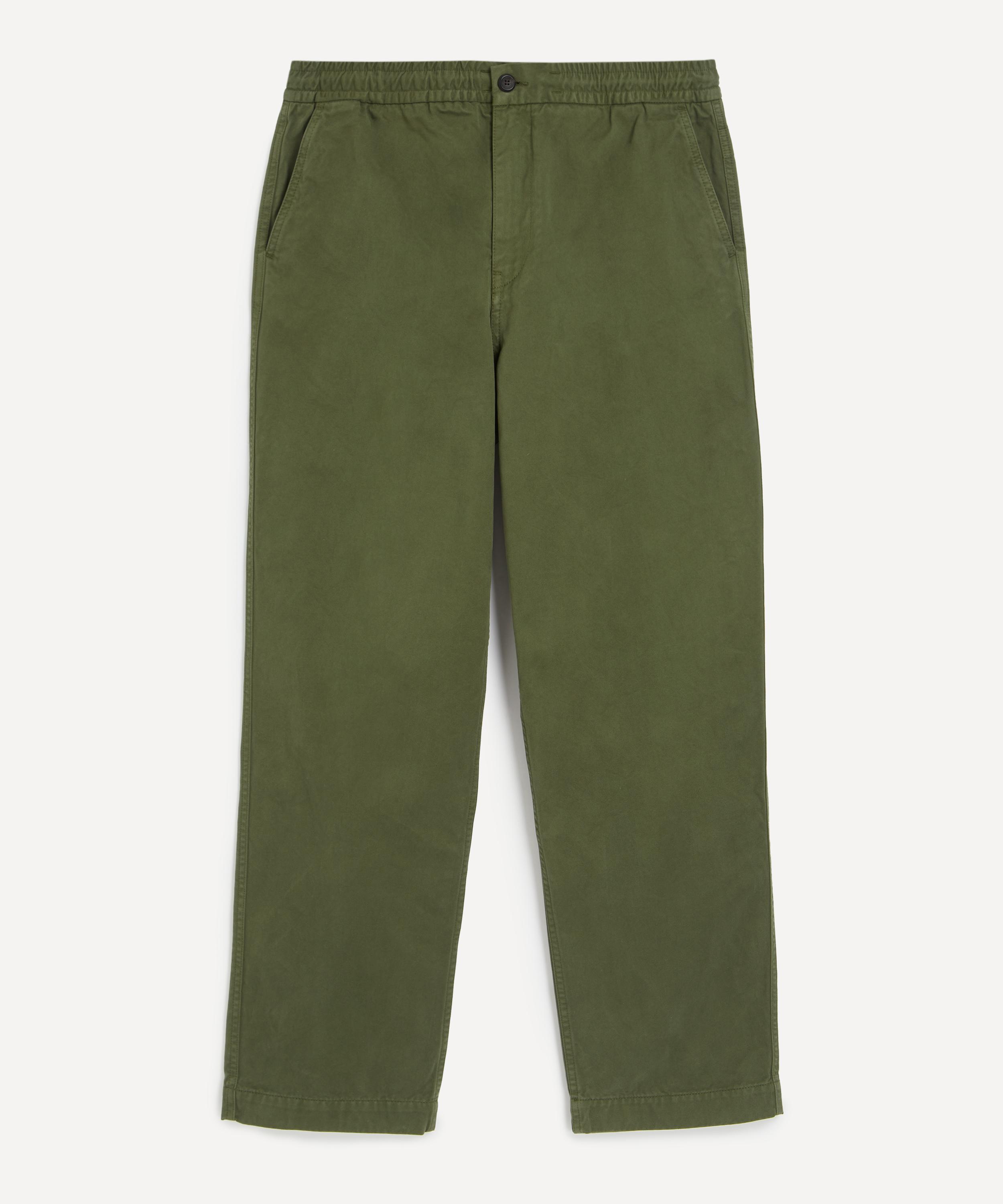 Drakes - Olive Cotton Drawstring Trousers image number 0