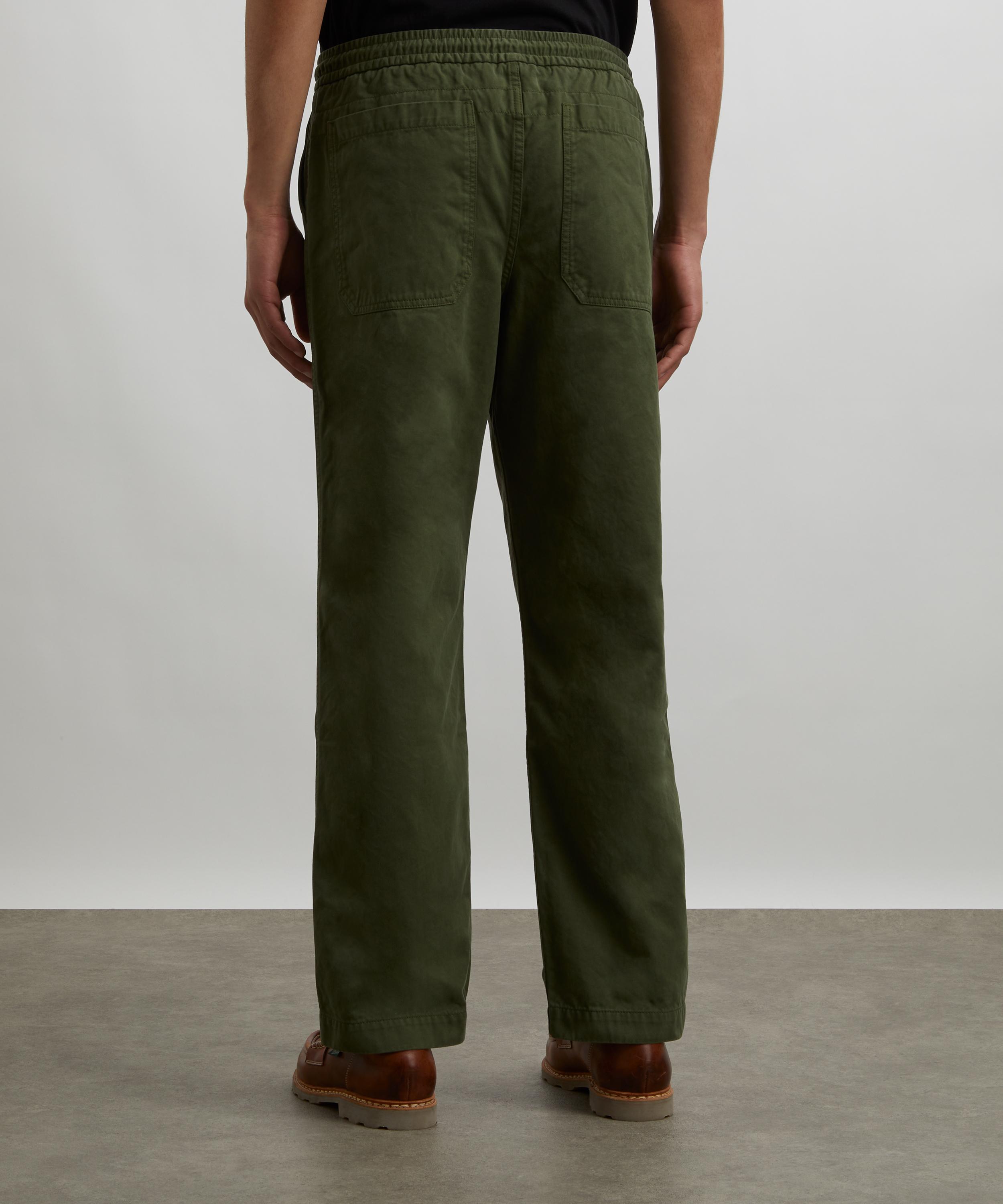 Drakes - Olive Cotton Drawstring Trousers image number 3