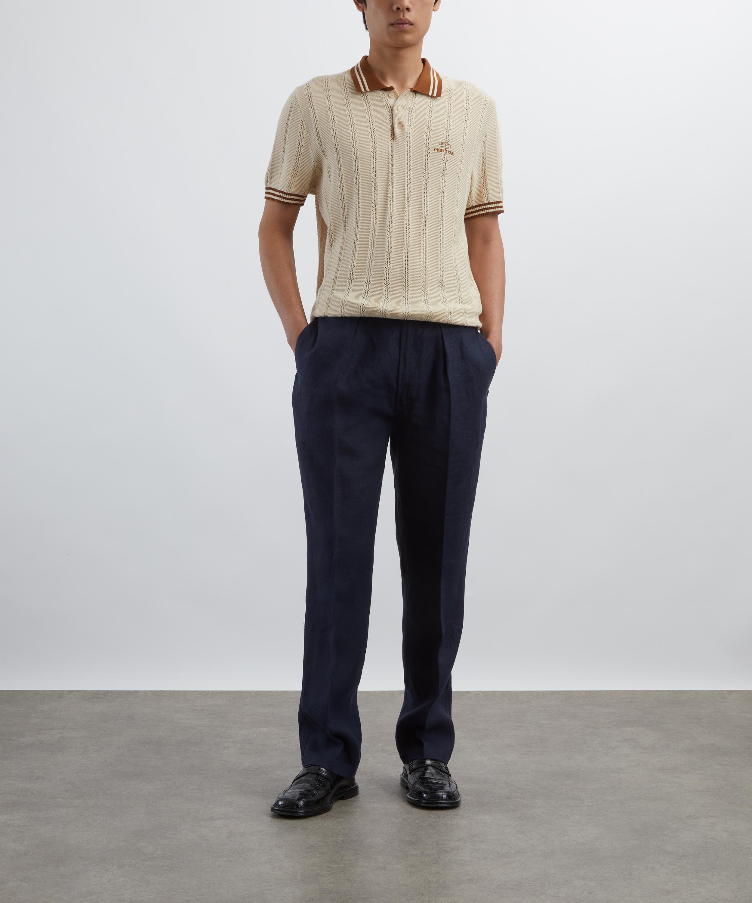 Drakes - Navy Antique Linen Games Trousers image number 1
