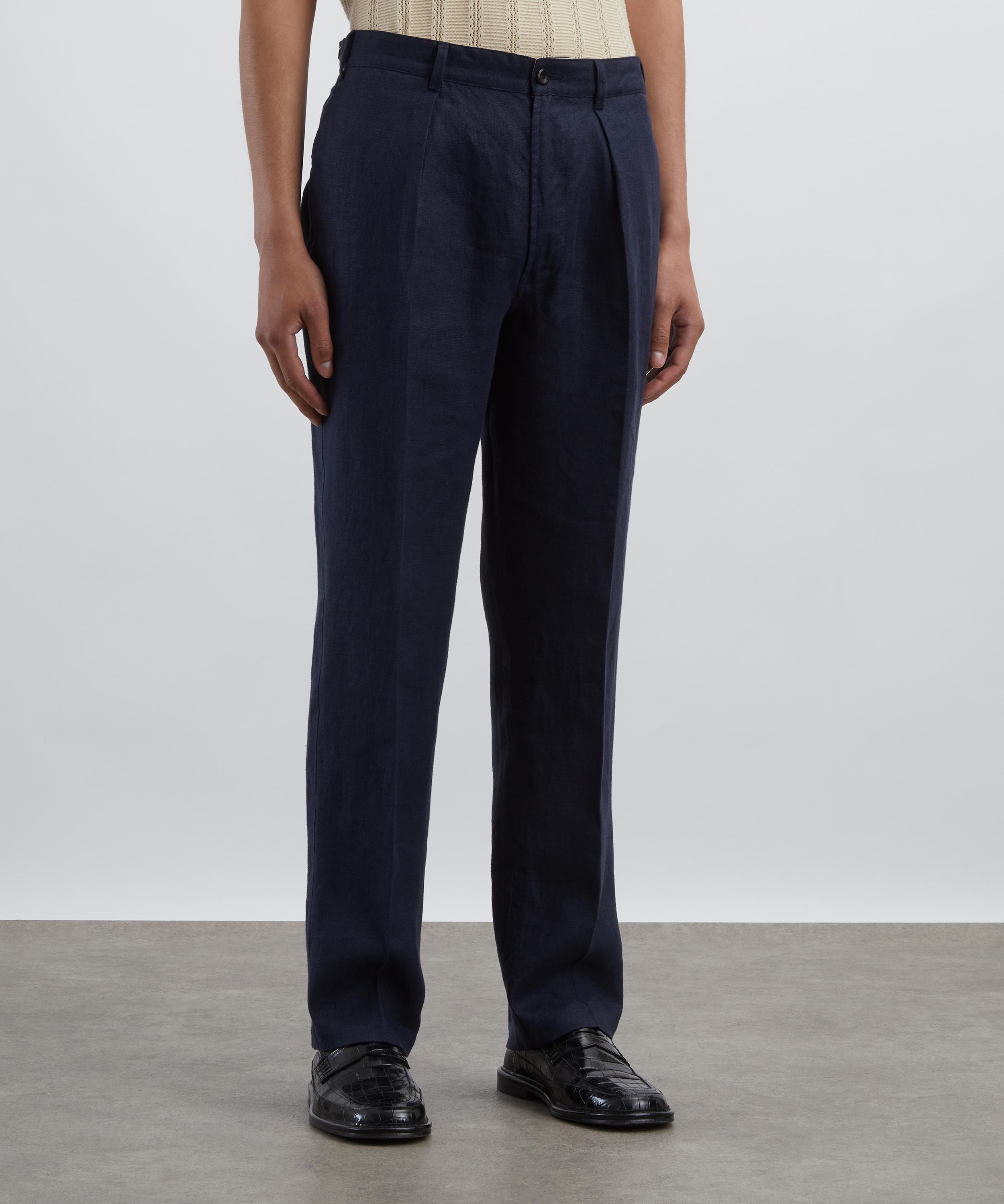 Drakes - Navy Antique Linen Games Trousers image number 2