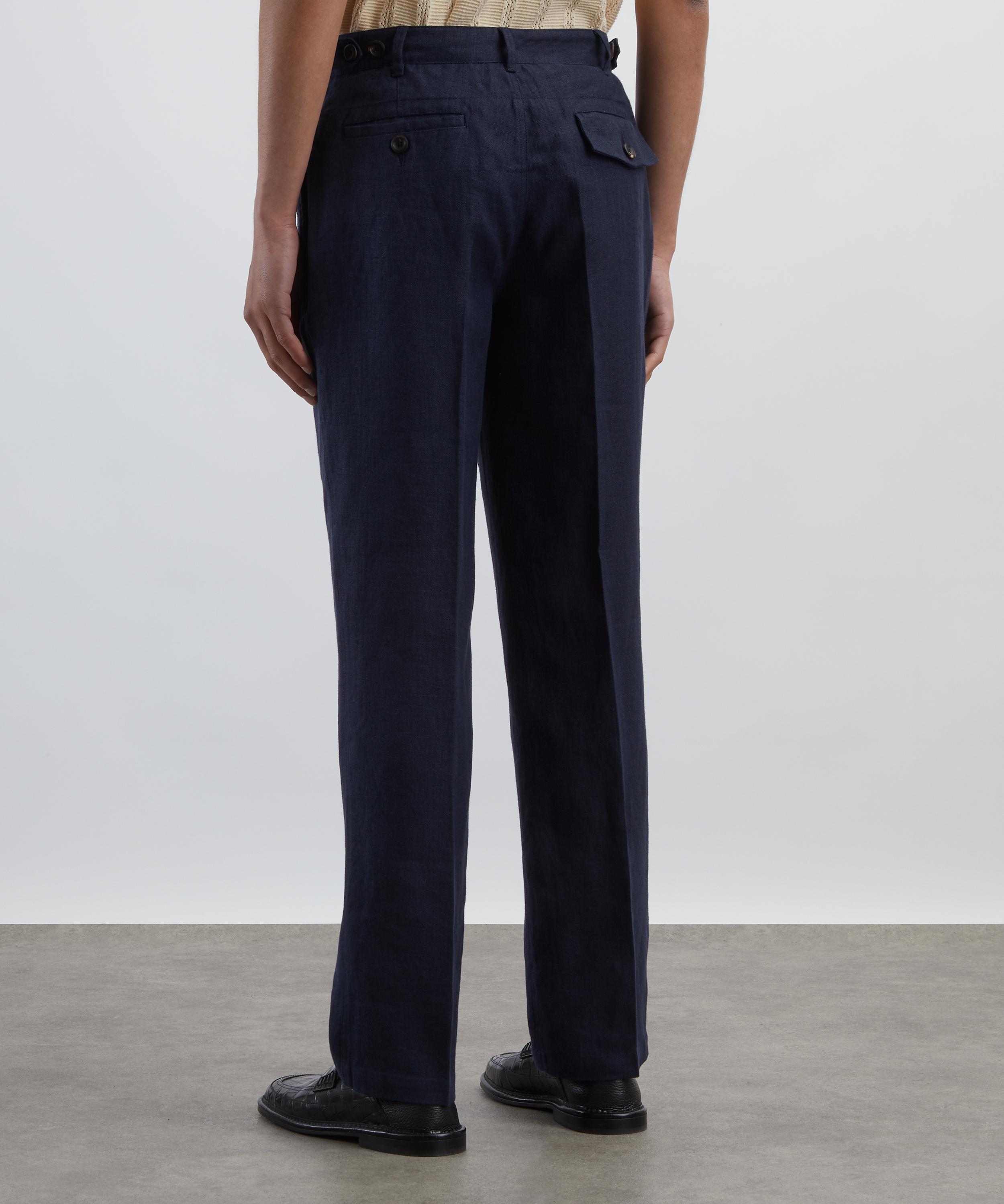 Drakes - Navy Antique Linen Games Trousers image number 3