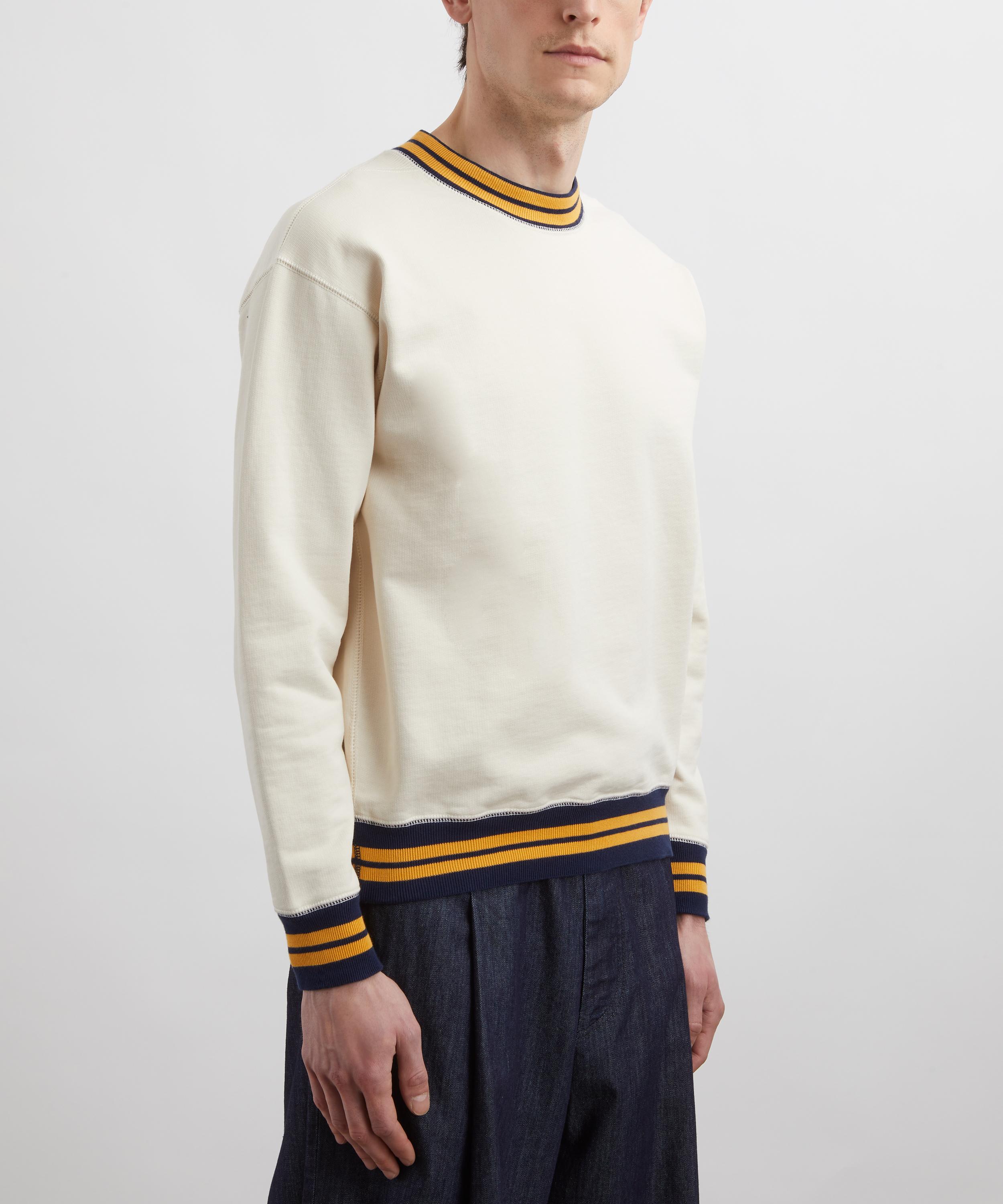 Drakes - Ecru, Navy and Yellow Striped Rib Sweatshirt image number 2