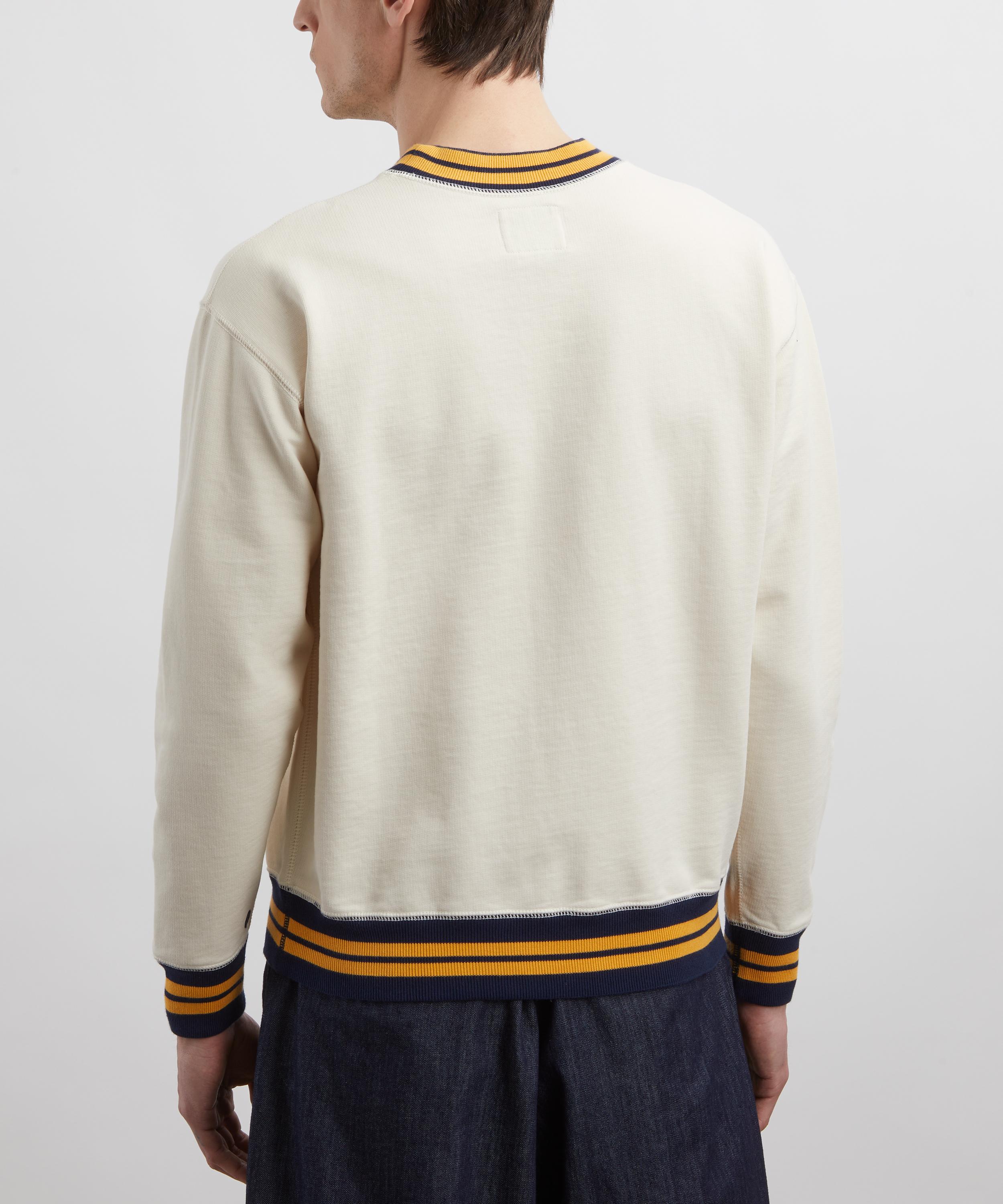 Drakes - Ecru, Navy and Yellow Striped Rib Sweatshirt image number 3