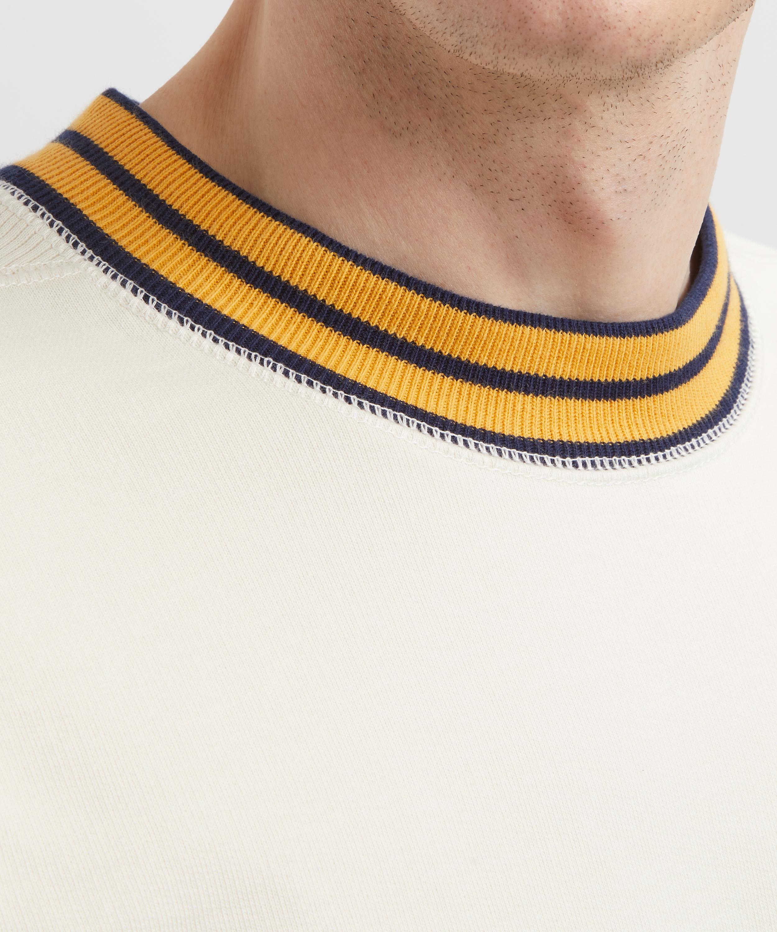 Drakes - Ecru Navy and Yellow Striped Rib Sweatshirt image number 4