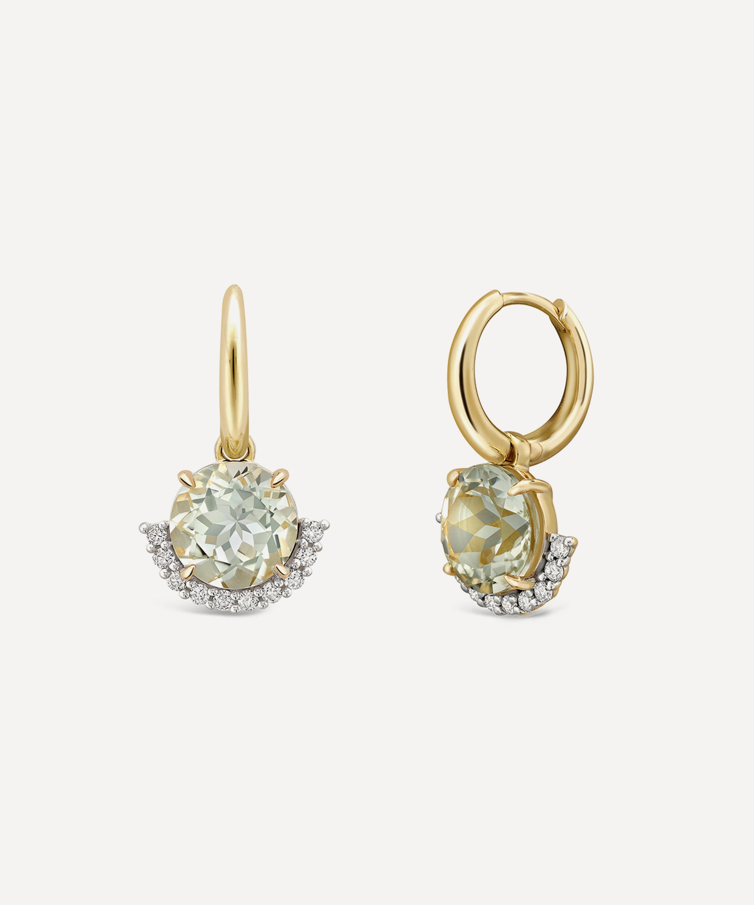 Dinny Hall - 9ct Gold Libby Green Amethyst and Diamond Drop Earrings image number 0