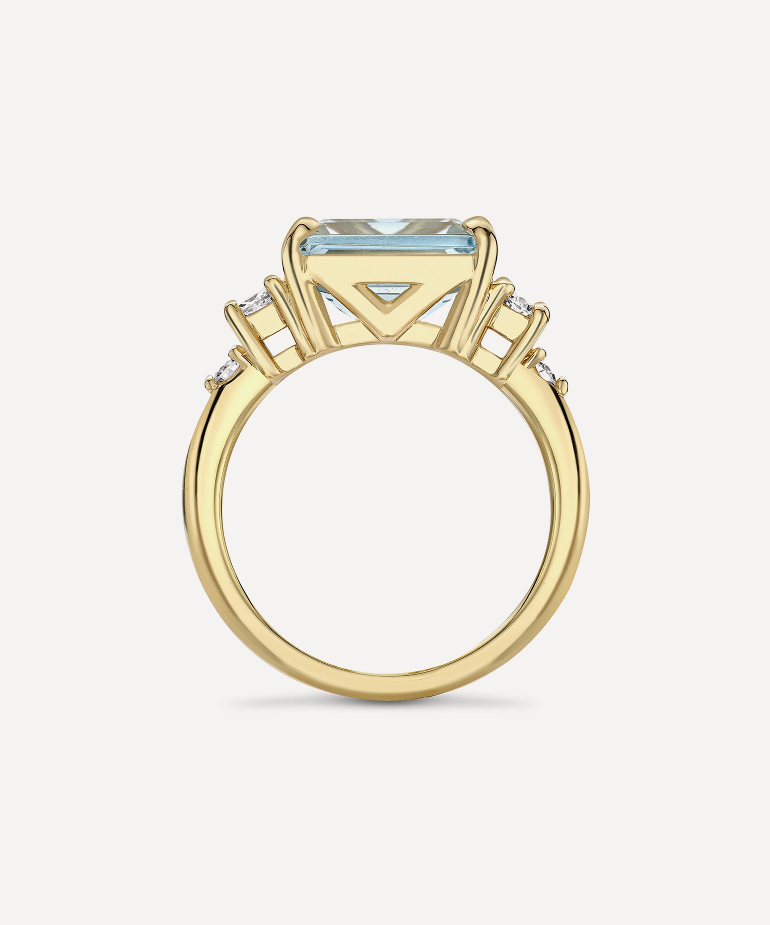 Dinny Hall - 14ct Gold Claudie Aquamarine and Diamond Ring image number 2