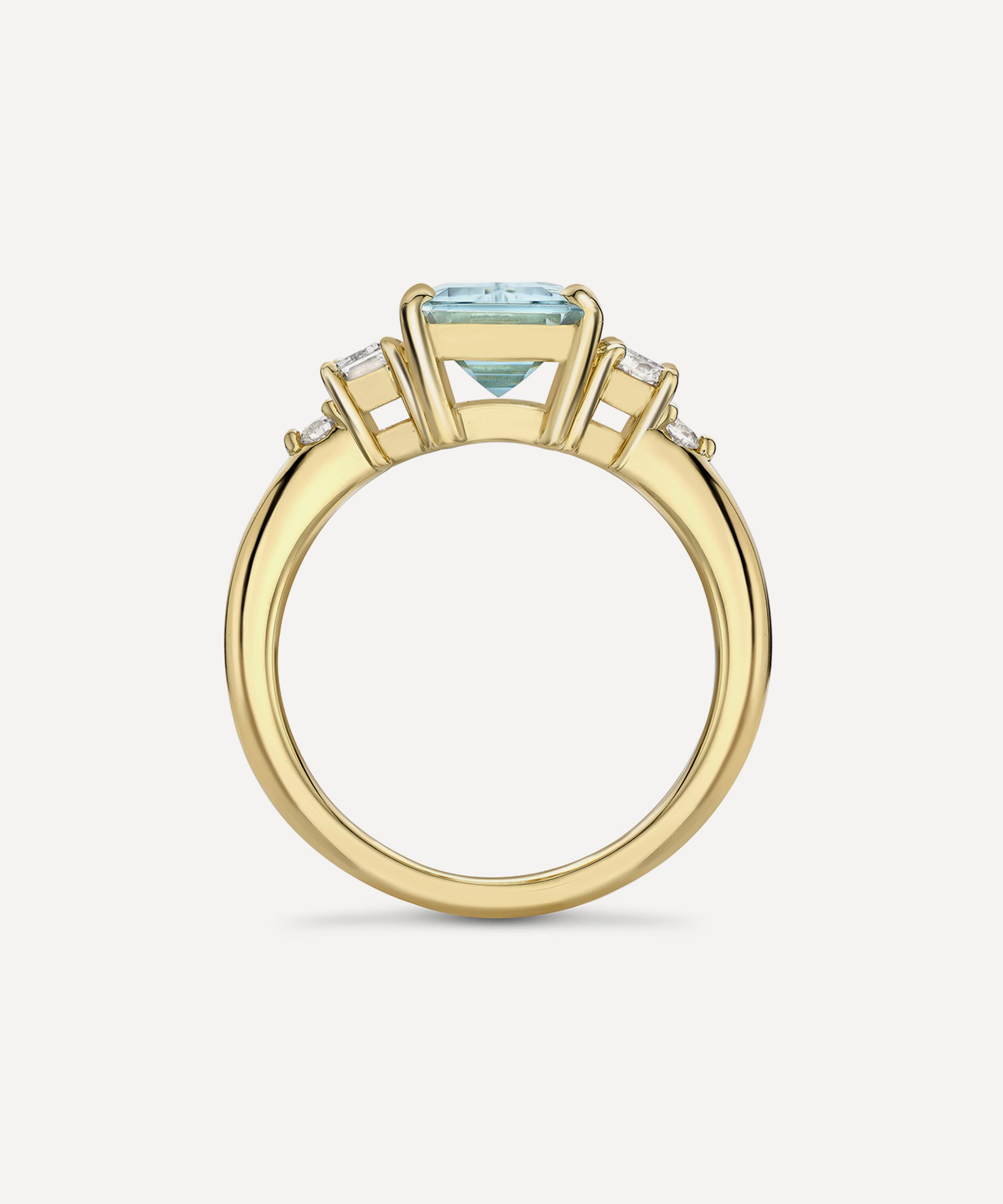 Dinny Hall - 14ct Gold Charli Aquamarine and Diamond Ring image number 2