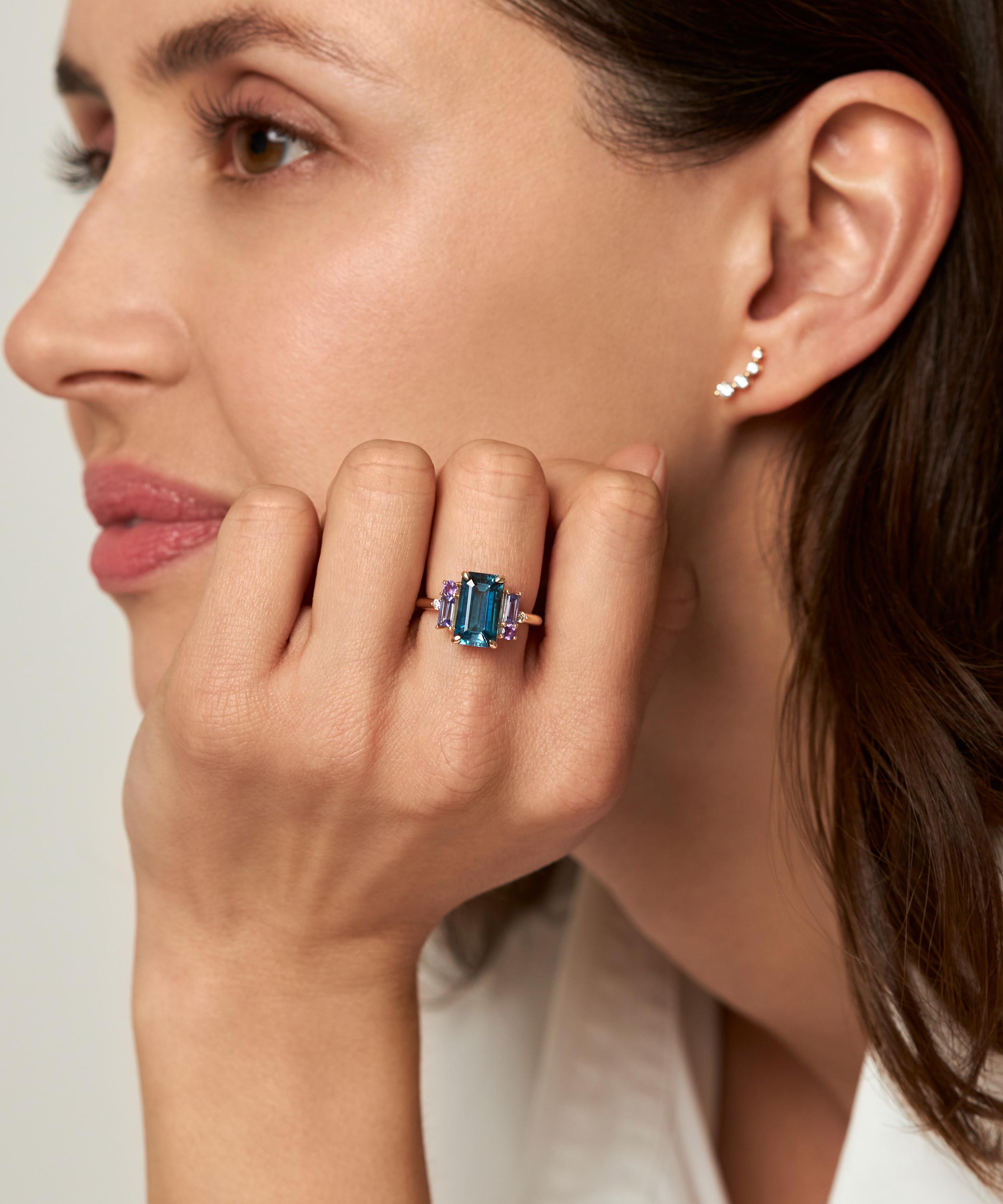 Dinny Hall - 9ct Gold Charli London Blue Topaz Ring image number 1